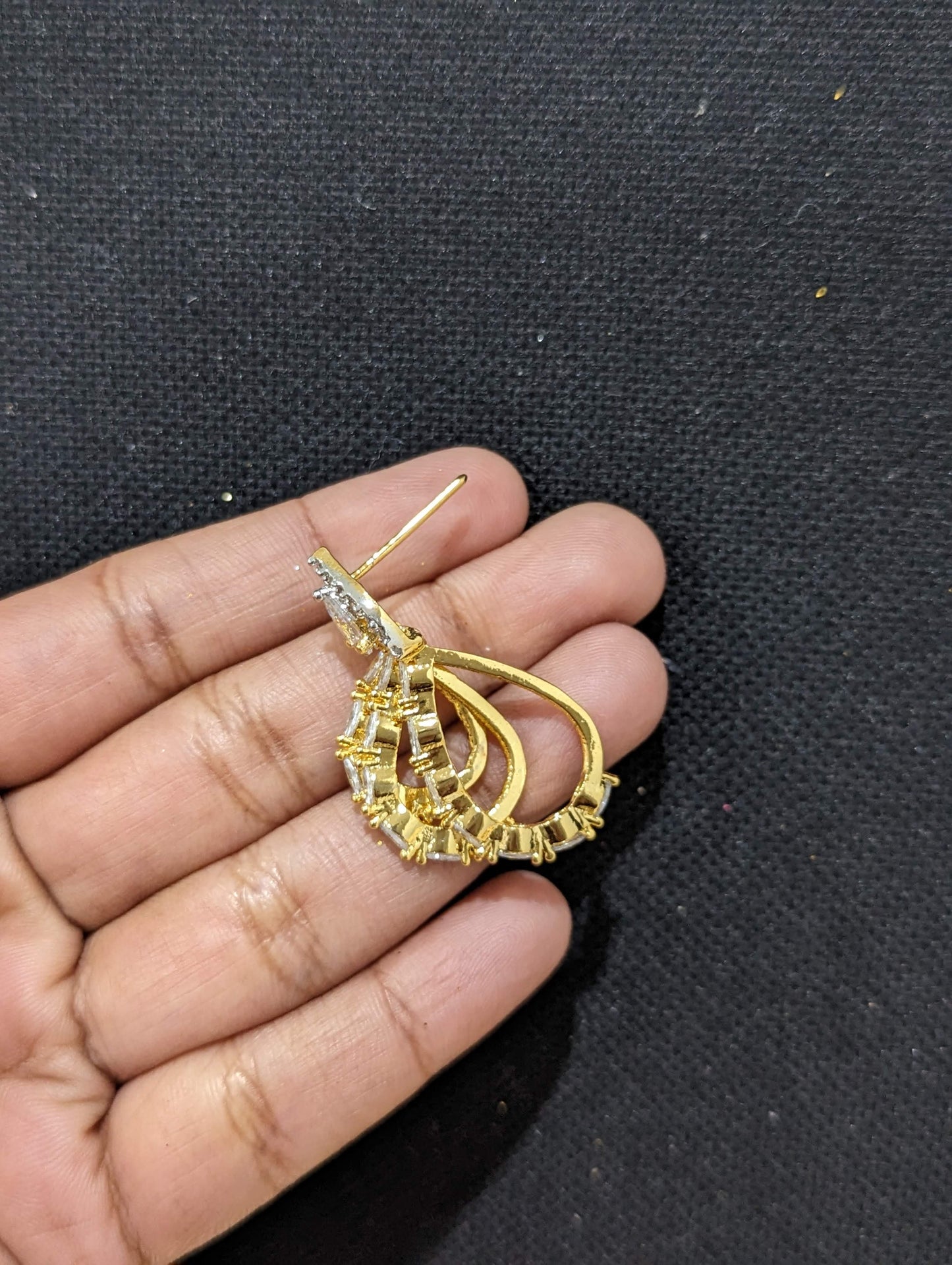 Trendy oval design CZ Dangle Earrings