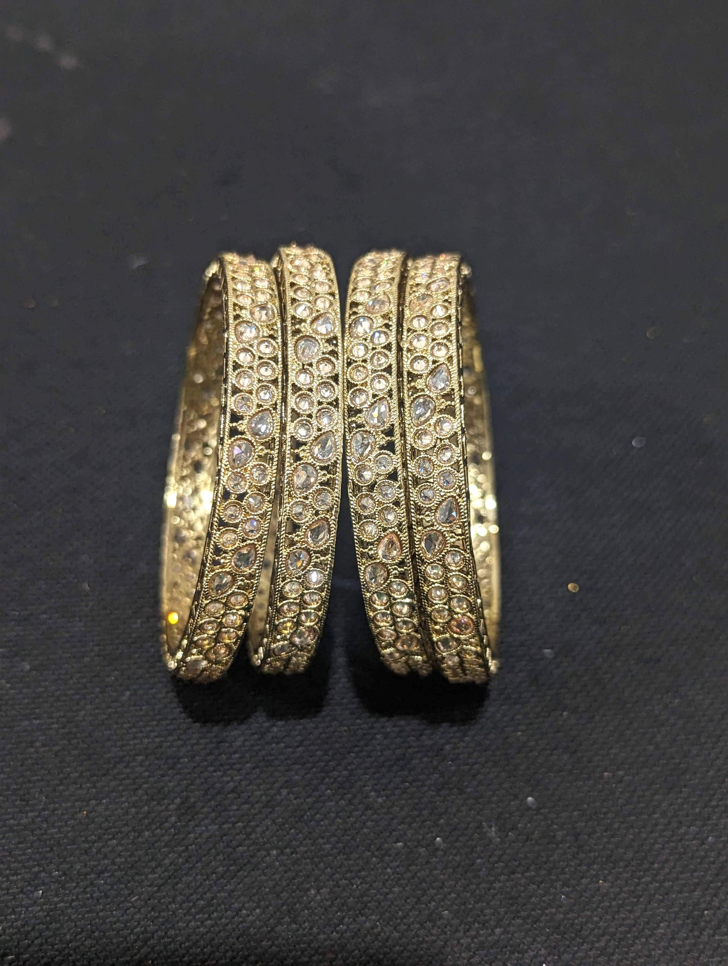 Mehandi polish Polki stone Bangles - Set of 4