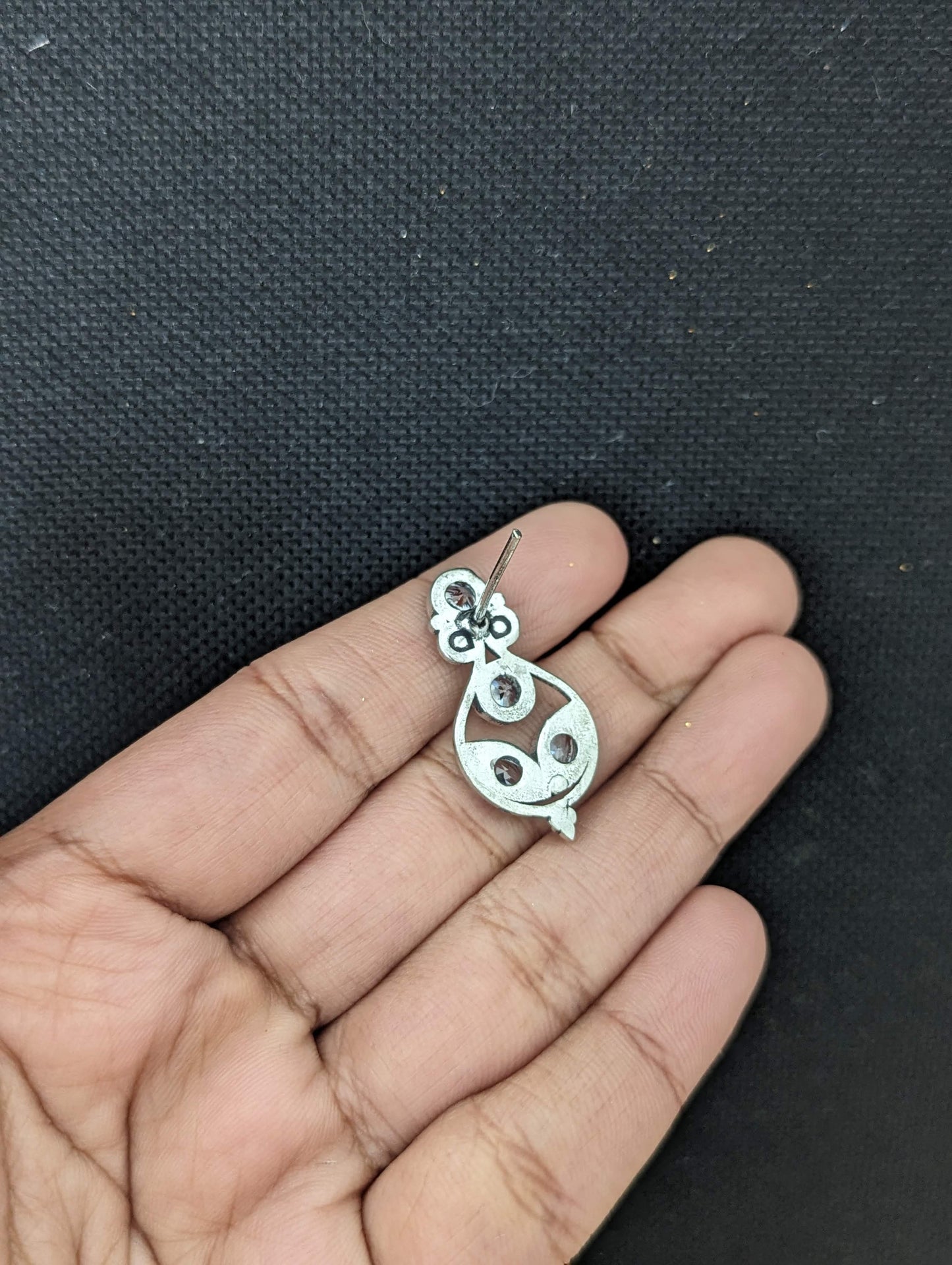 Oxidized Silver Polki Stud Earrings