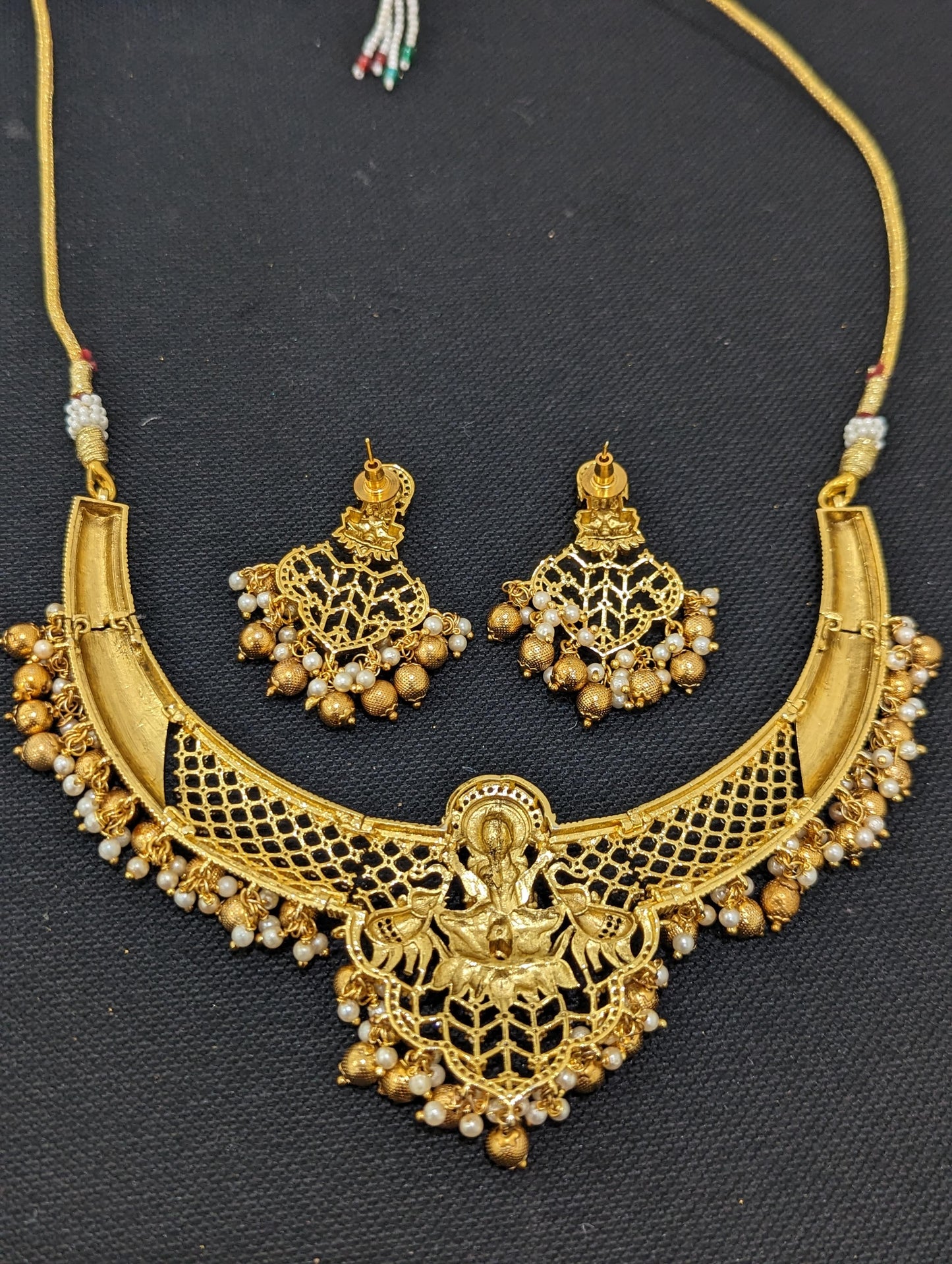 Goddess Lakshmi Hasli Choker Necklace and Earrings set