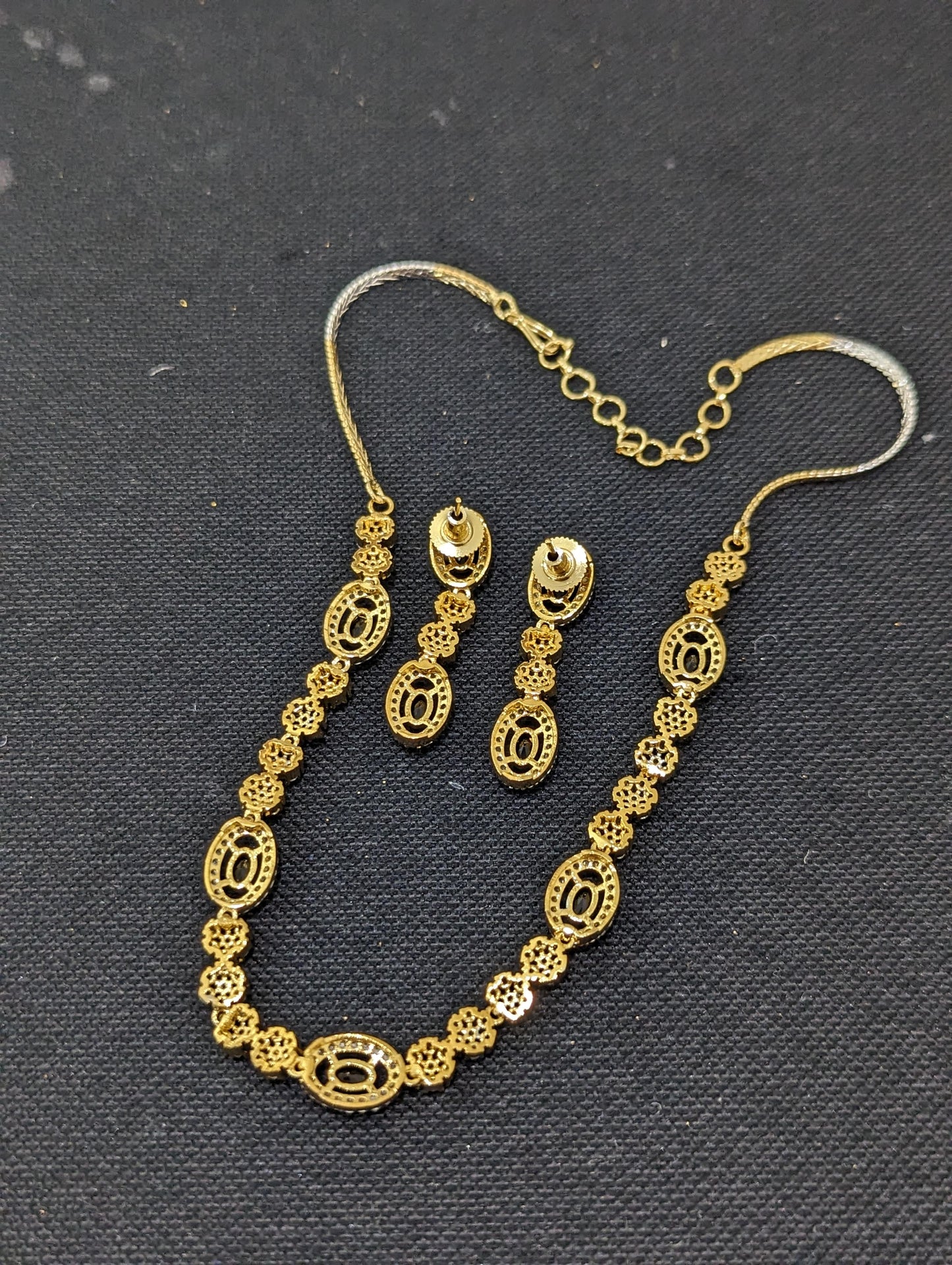 Oval Blue CZ Choker Necklace set