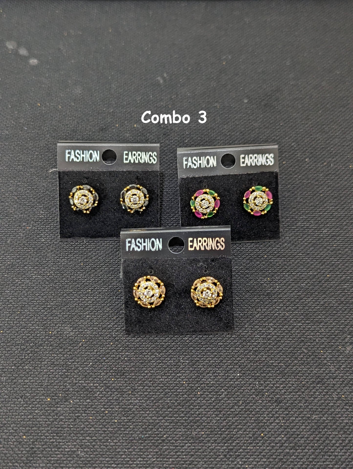 3 pairs for $12.5 - Small CZ Stud Earrings