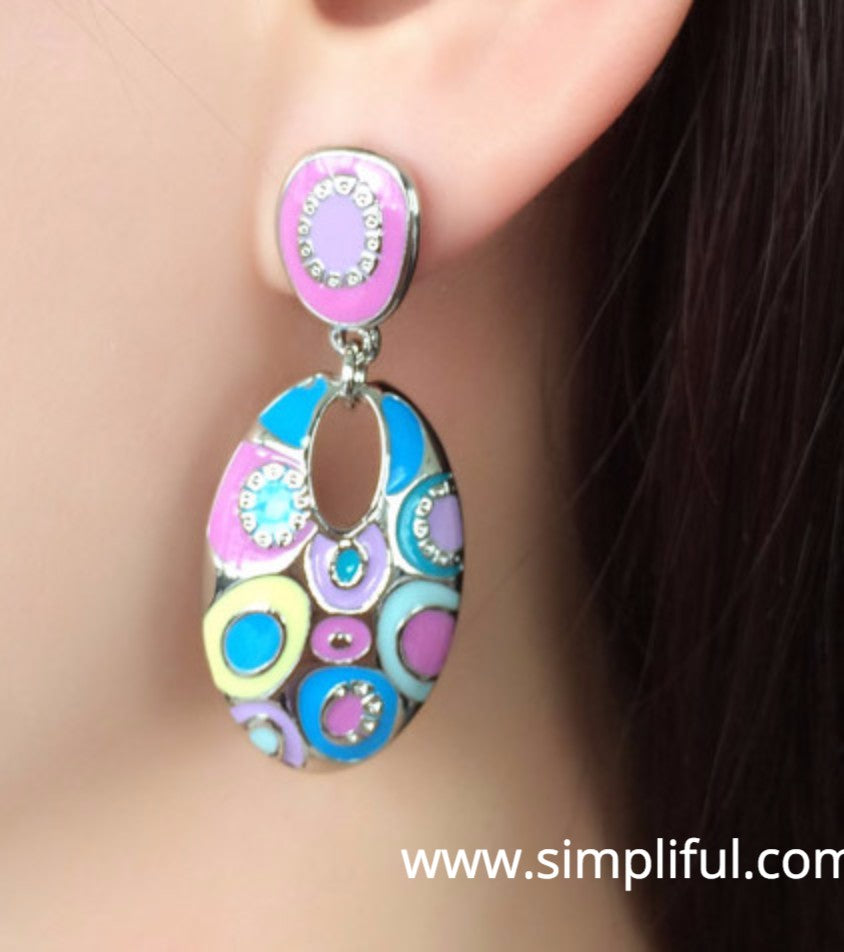 Geometric Enamel Filled Earring - Simpliful
