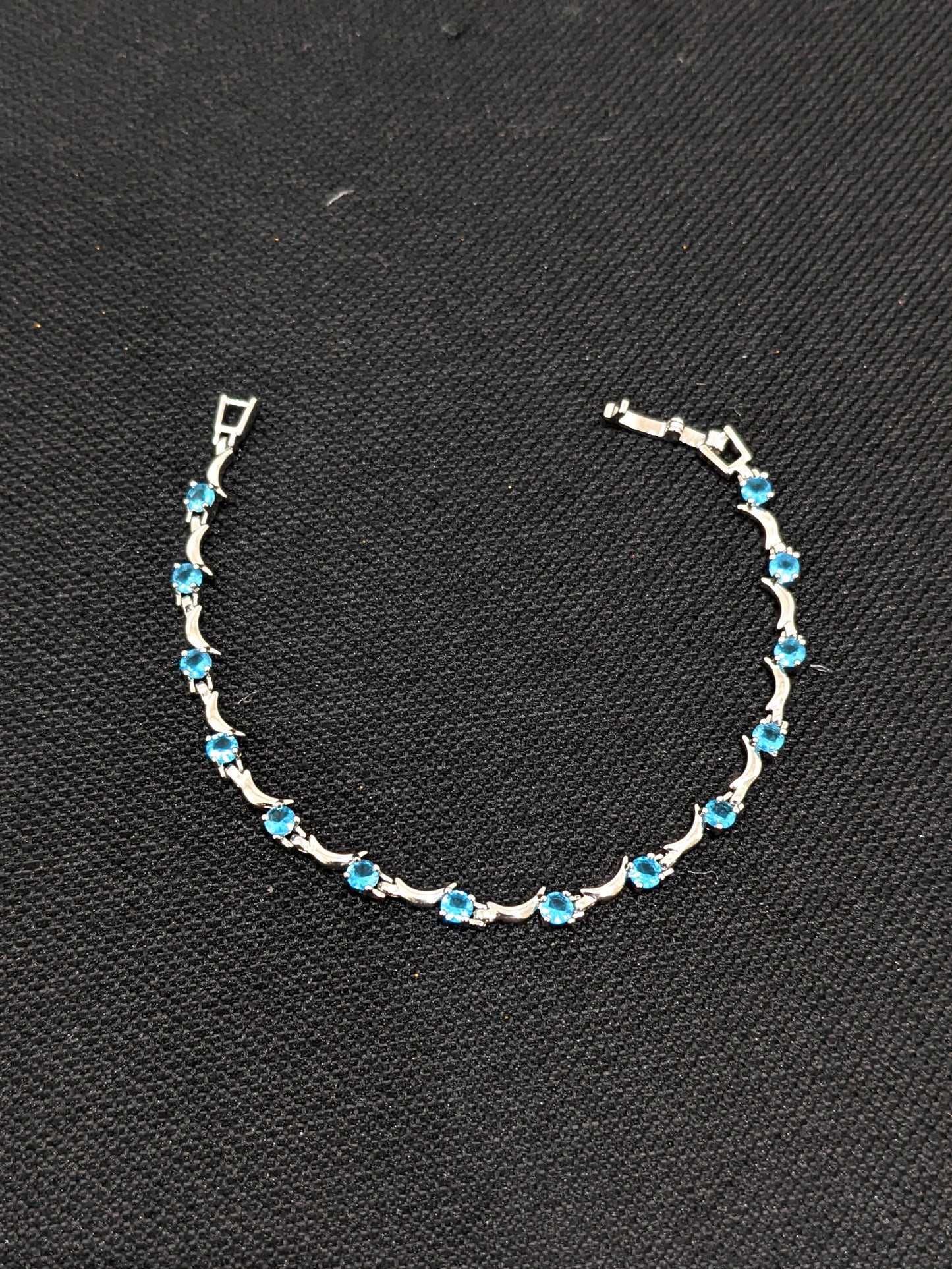 Crescent design sky blue CZ stone Bracelet - Simpliful