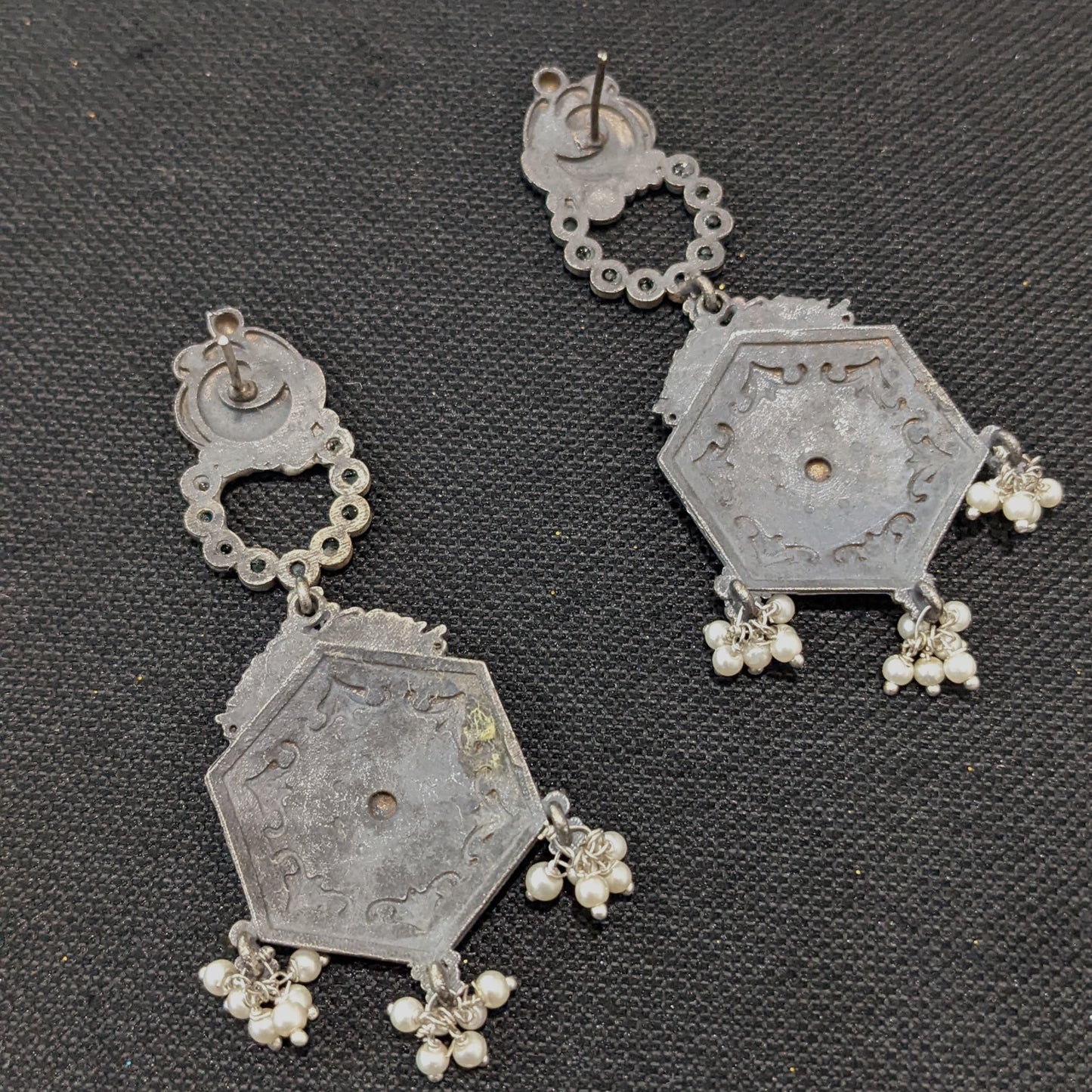 Peacock Rhombus design German silver Designer Earrings - Simpliful