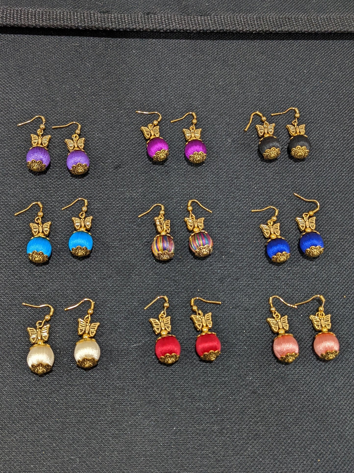 Silk Thread silk bead butterfly casual hook drop Earring - Simpliful