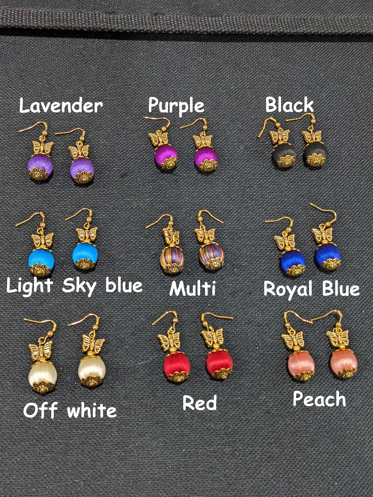 Silk Thread silk bead butterfly casual hook drop Earring - Simpliful