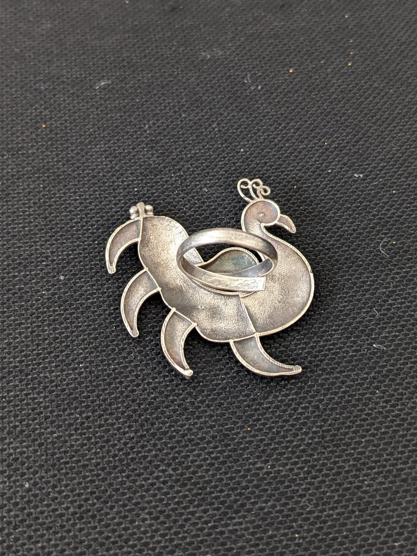 German silver large Peacock adjustable Finger ring