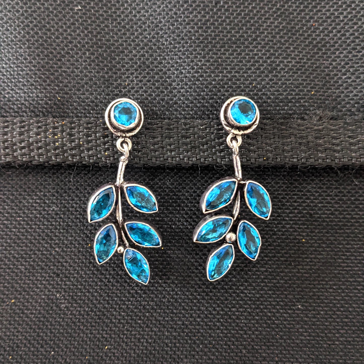 CZ stone embedded silver plated earrings