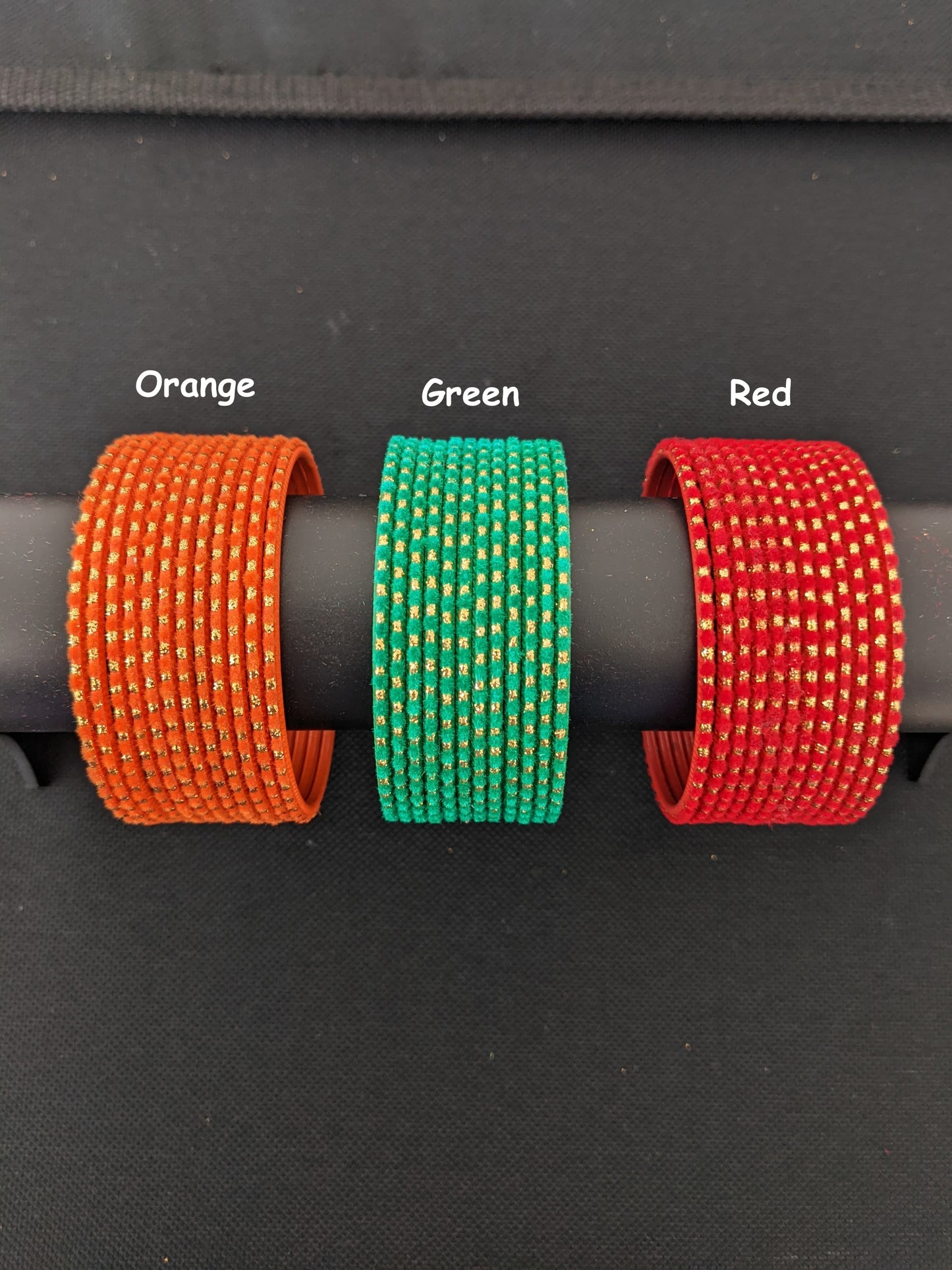 Colorful Thin Metal Bangles - 1 dozen - Velvet bangles