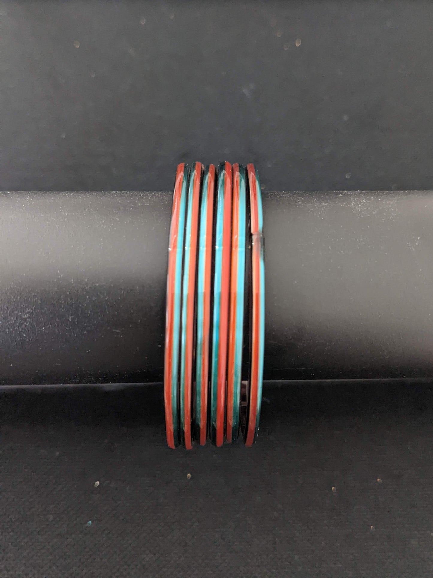 Dual color Glass Bangles - Set of 6 bangles - 2x10 Size