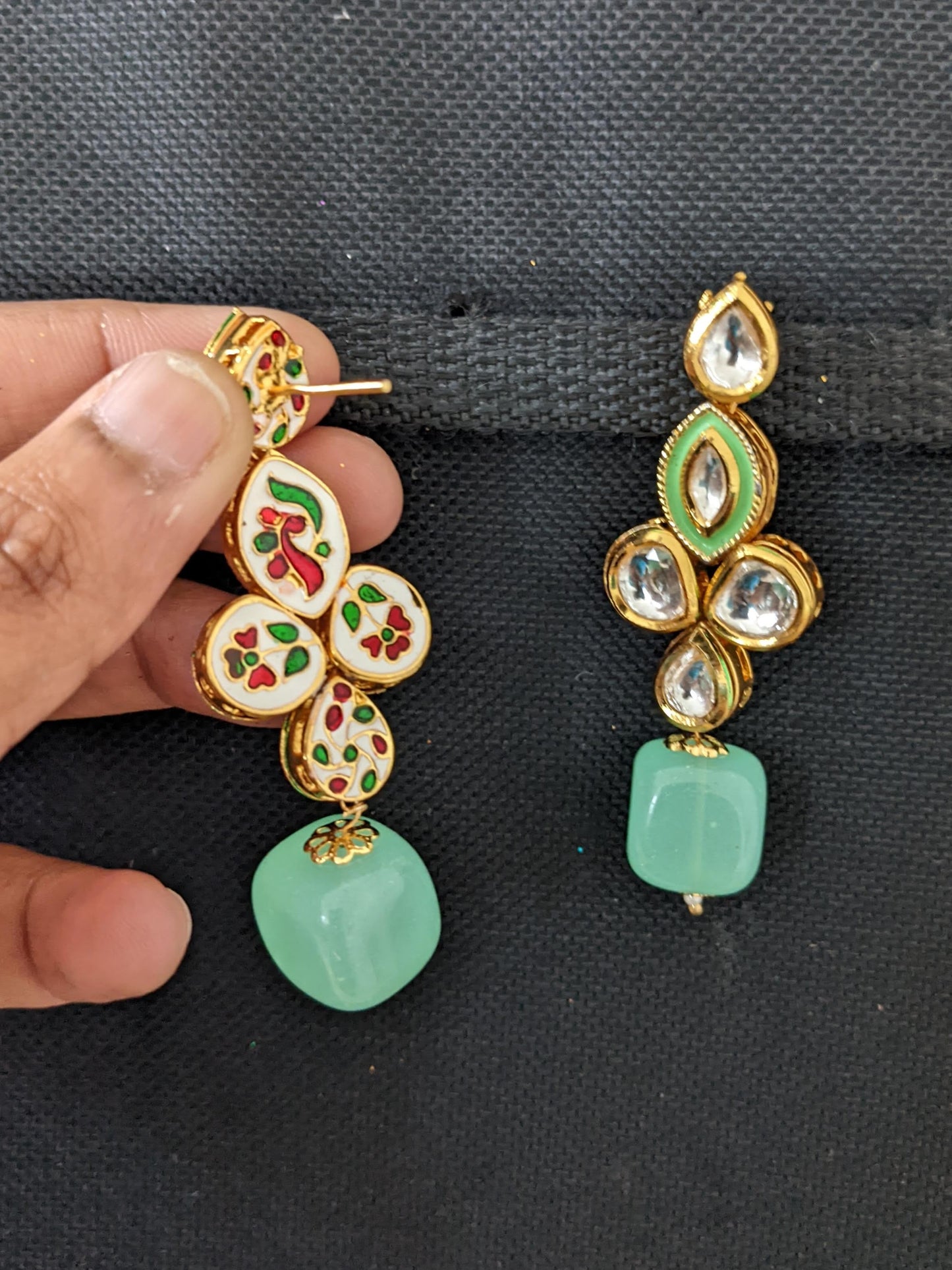 Kundan bead dangle Earrings - Design 1
