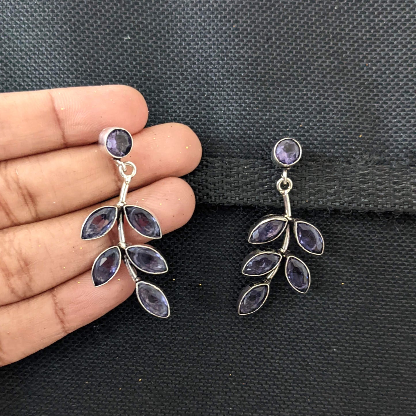 CZ stone embedded silver plated earrings