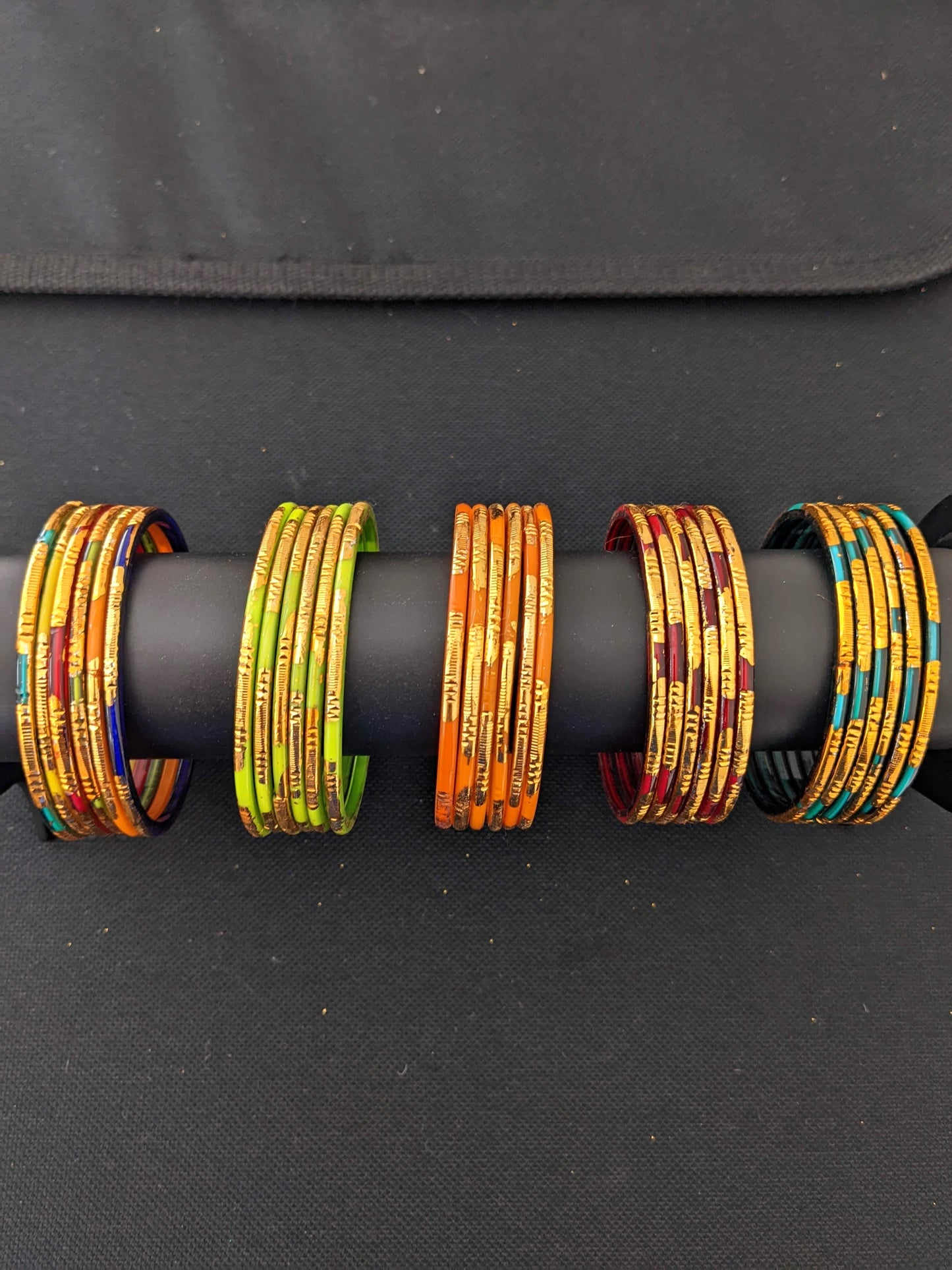 Gold line Glass Bangles - Set of 6 bangles / Half dozen bangles