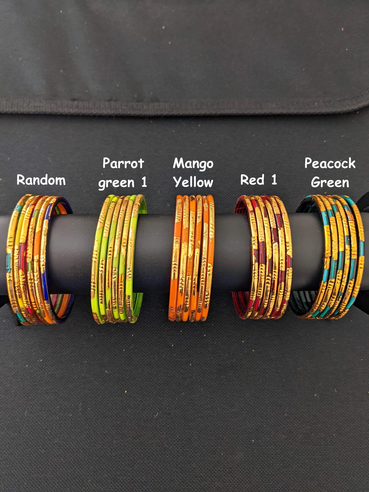 Gold line Glass Bangles - Set of 6 bangles / Half dozen bangles