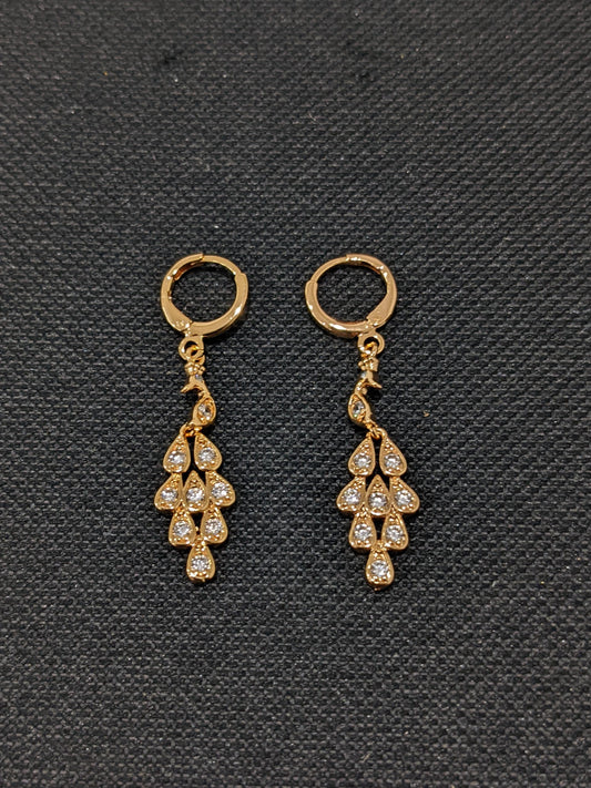 Peacock design CZ stone ring style drop earrings