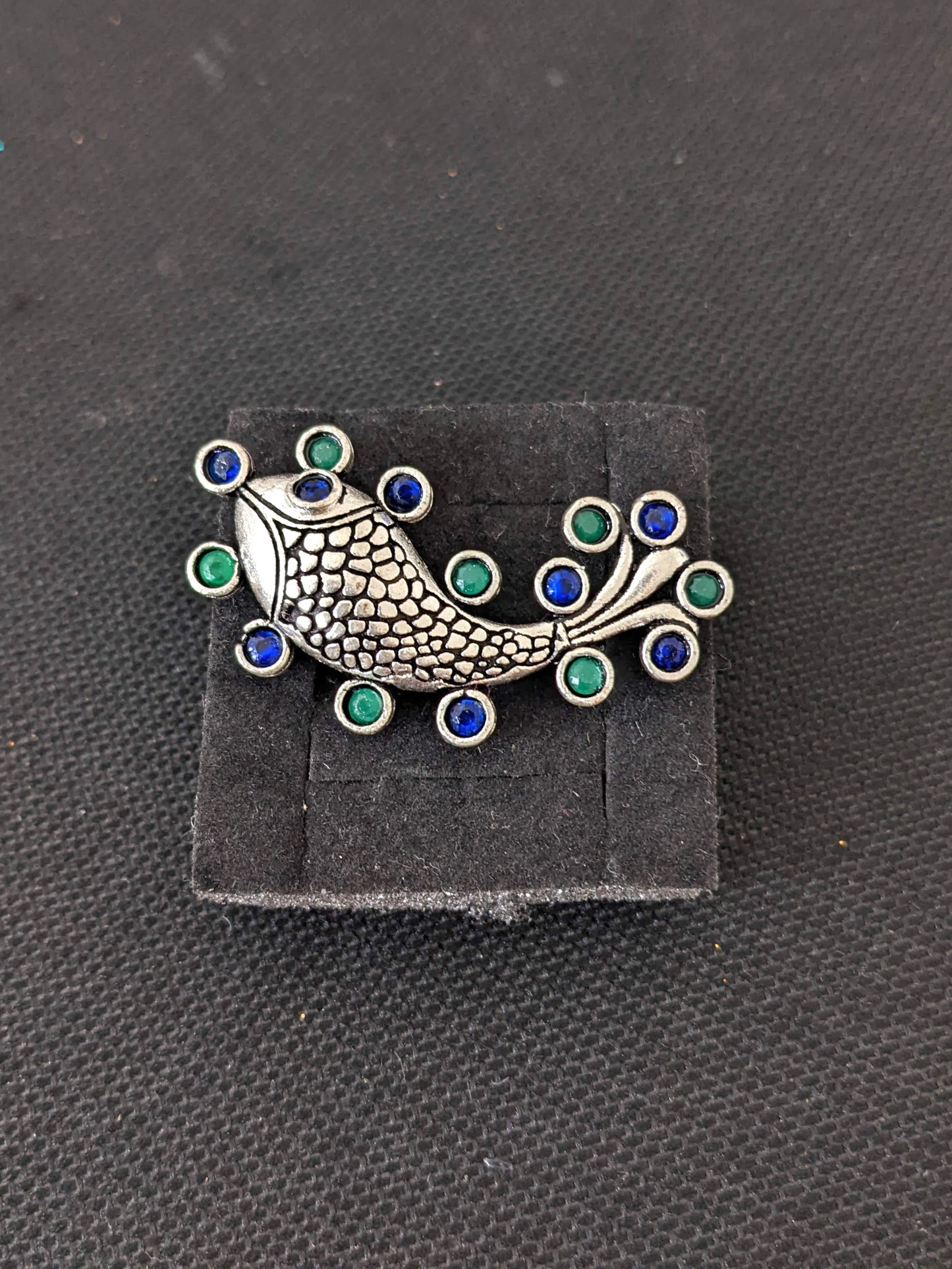Oxidized Fish design Adjustable Finger ring - Simpliful