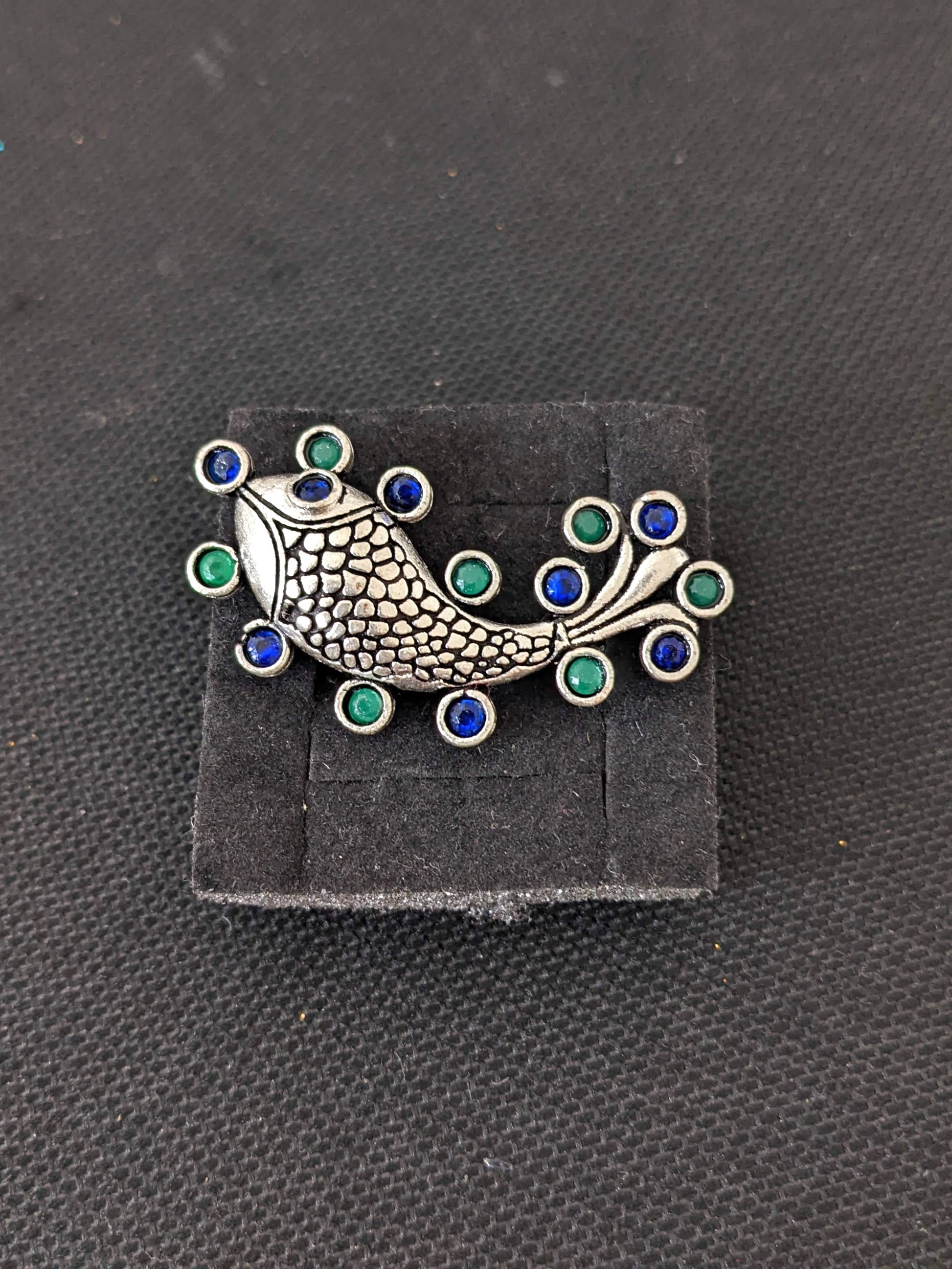 Oxidized Fish design Adjustable Finger ring - Simpliful