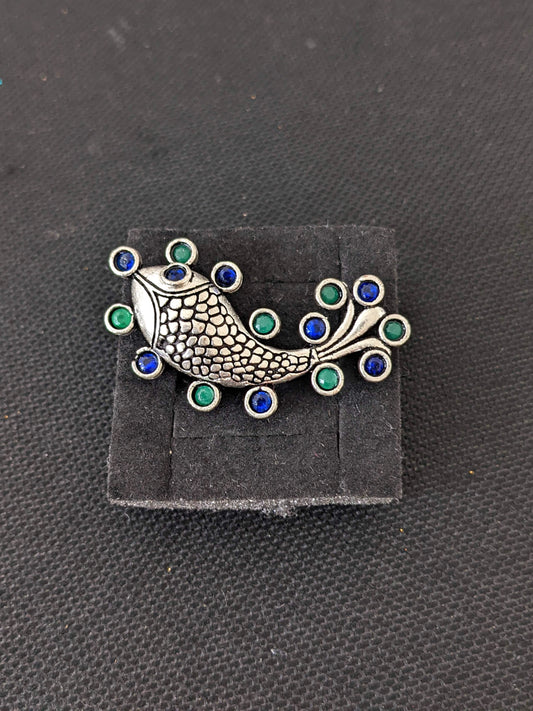 Oxidized Fish design Adjustable Finger ring - Simpliful