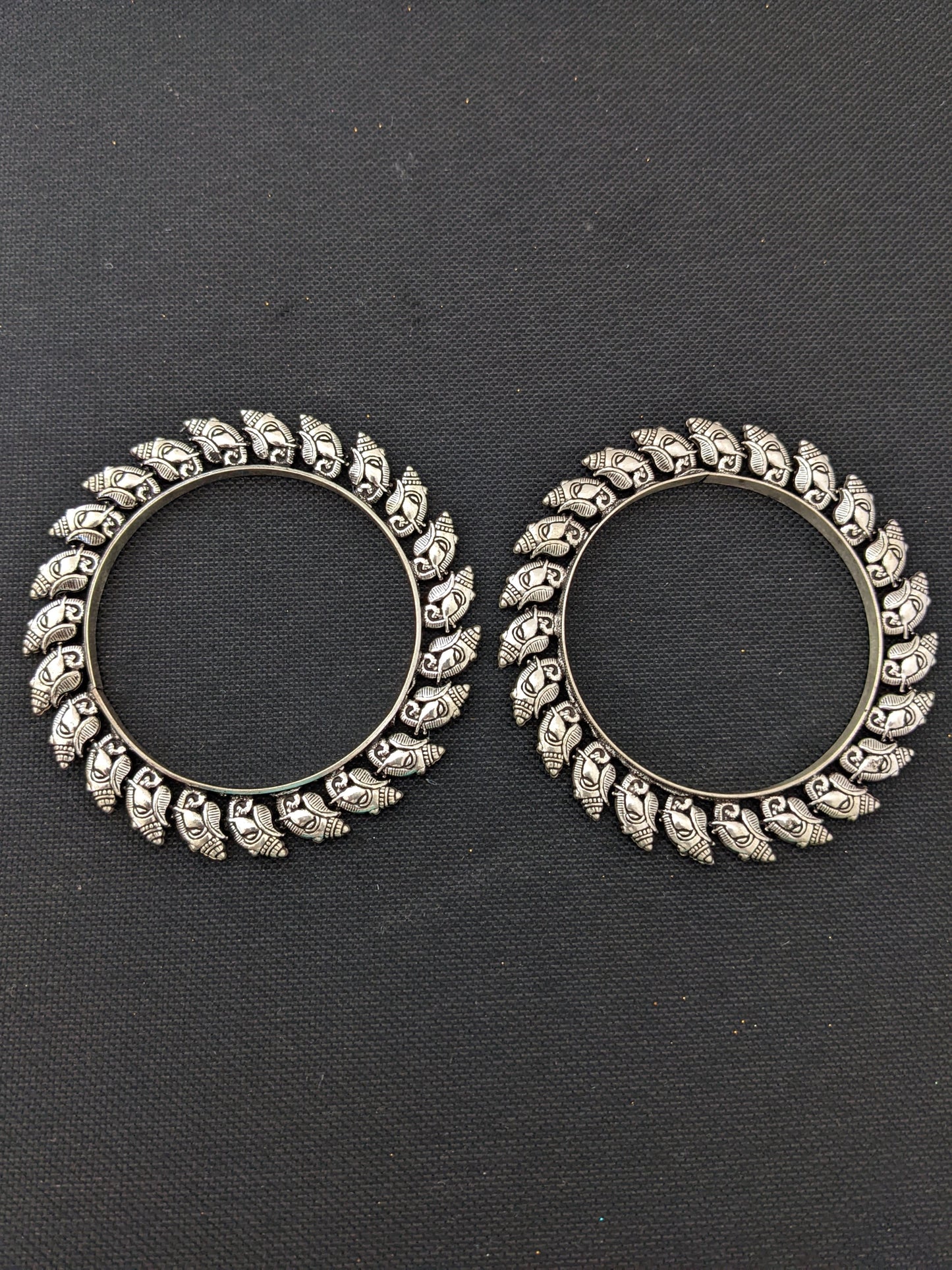 Oxidized silver pair bangles - Ganesh ji design
