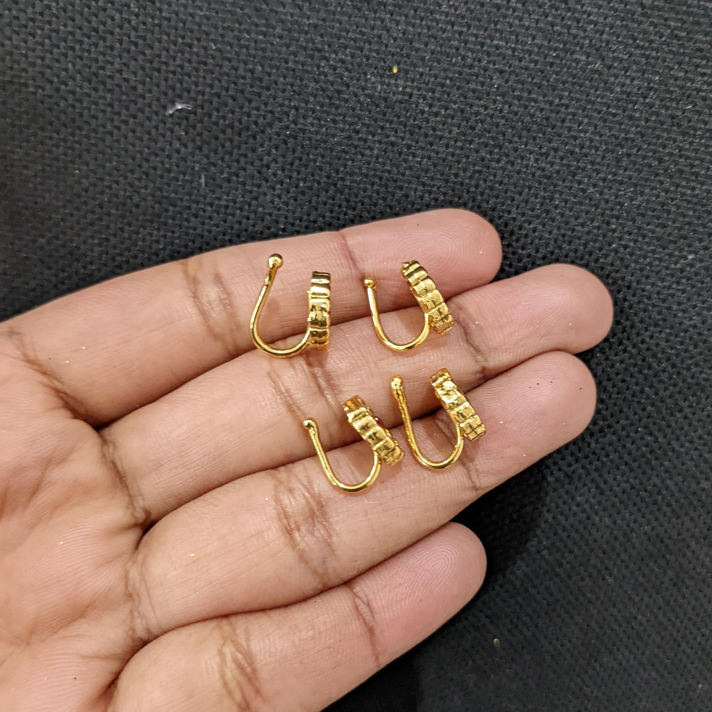 Gold imitation Traditional Clip on Nose pin - Design 6