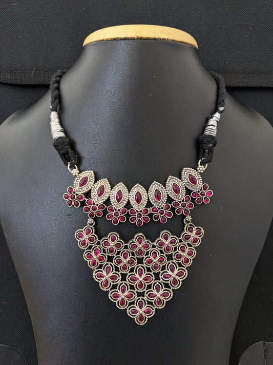 Kemp stone oxidized silver Pendant Necklace