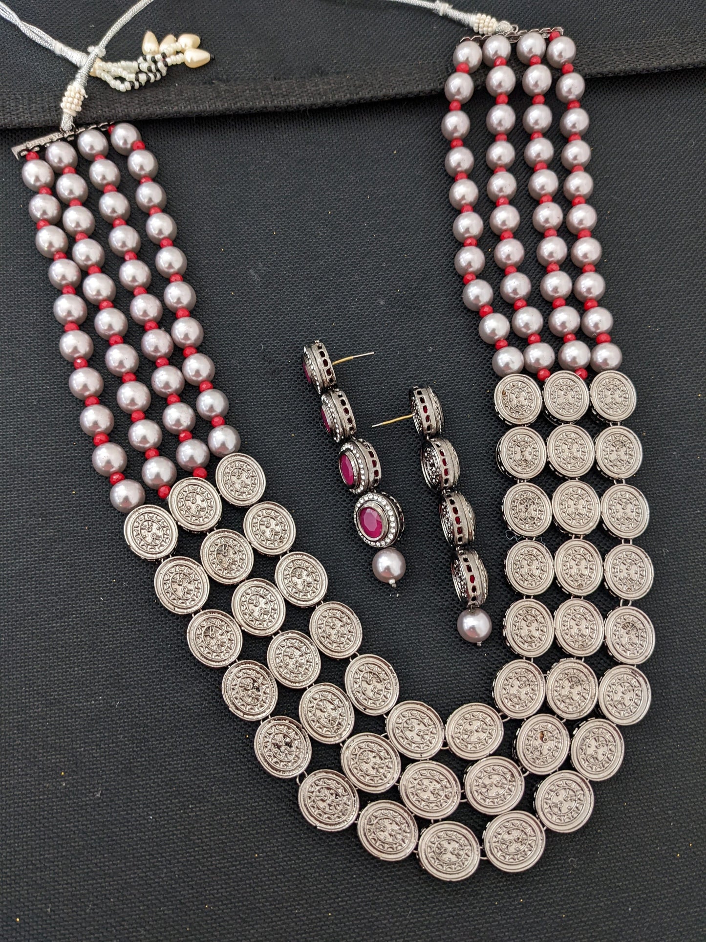 Bollywood celebrity design Long Chain Necklace and Earrings set
