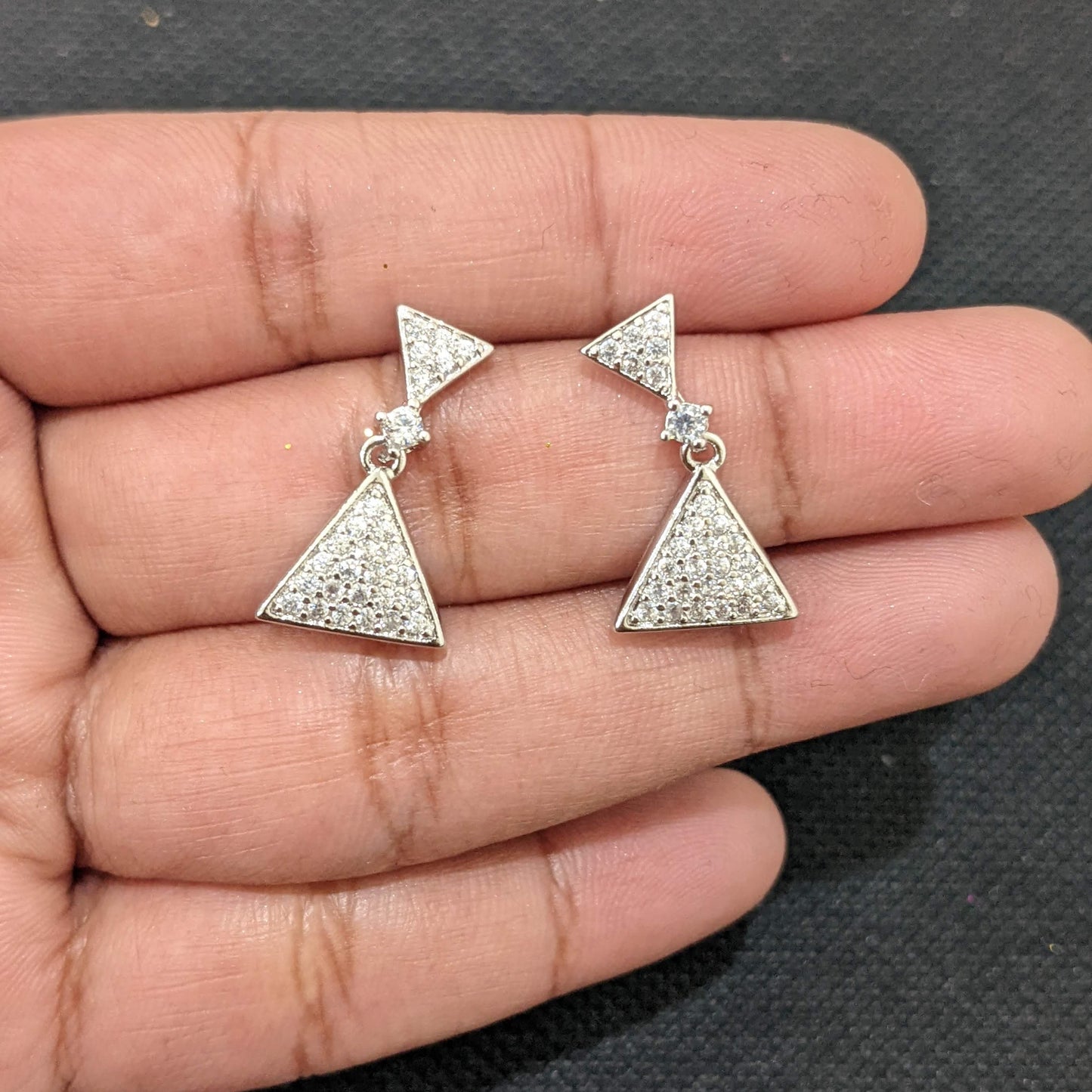 Triangle design CZ Earrings