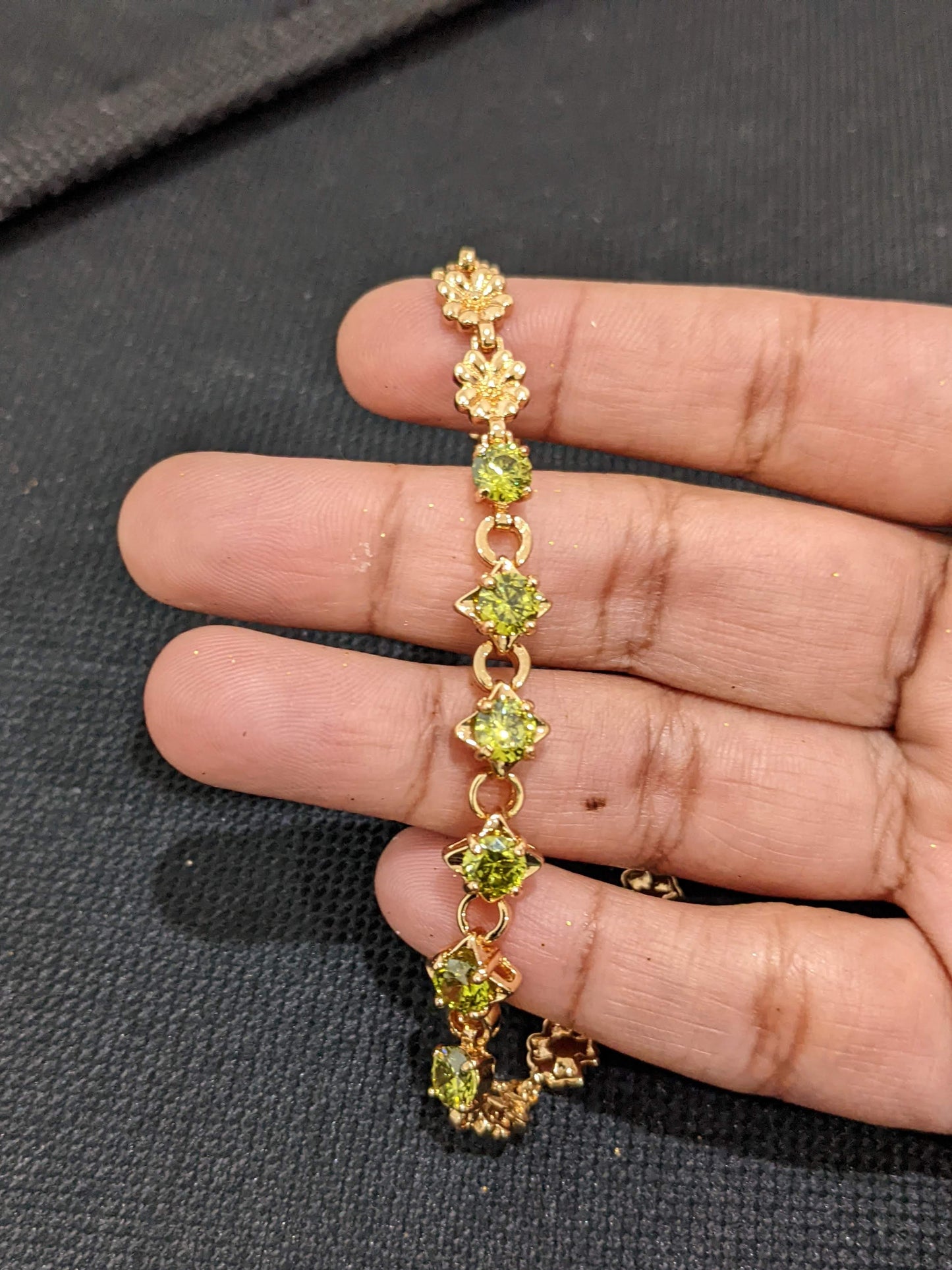 Light Green color CZ stone Gold plated Bracelet