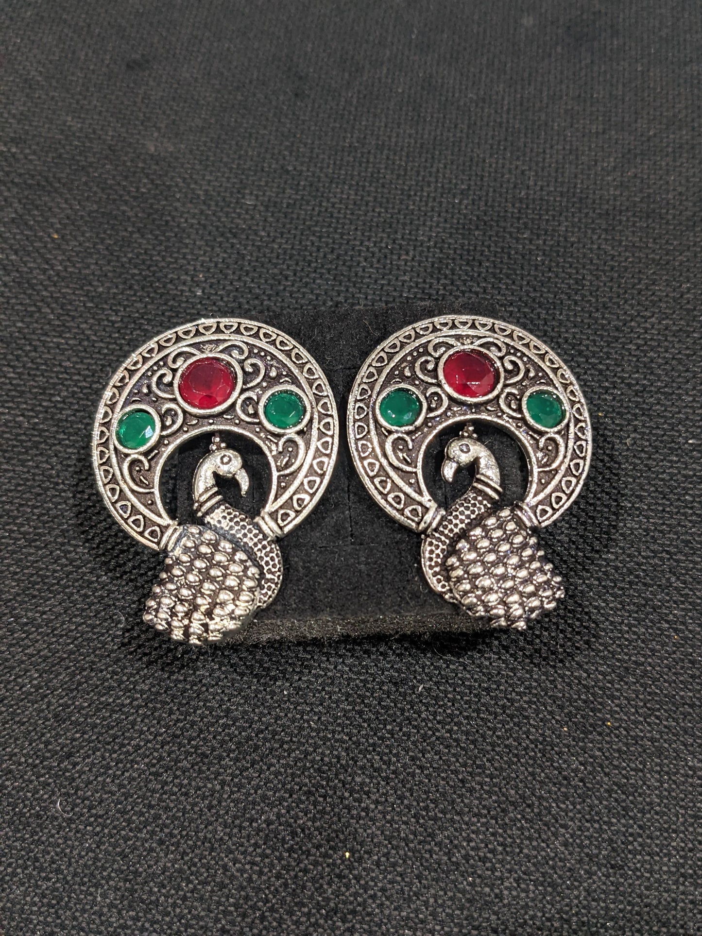 Oxidized Peacock large stud earrings - Simpliful
