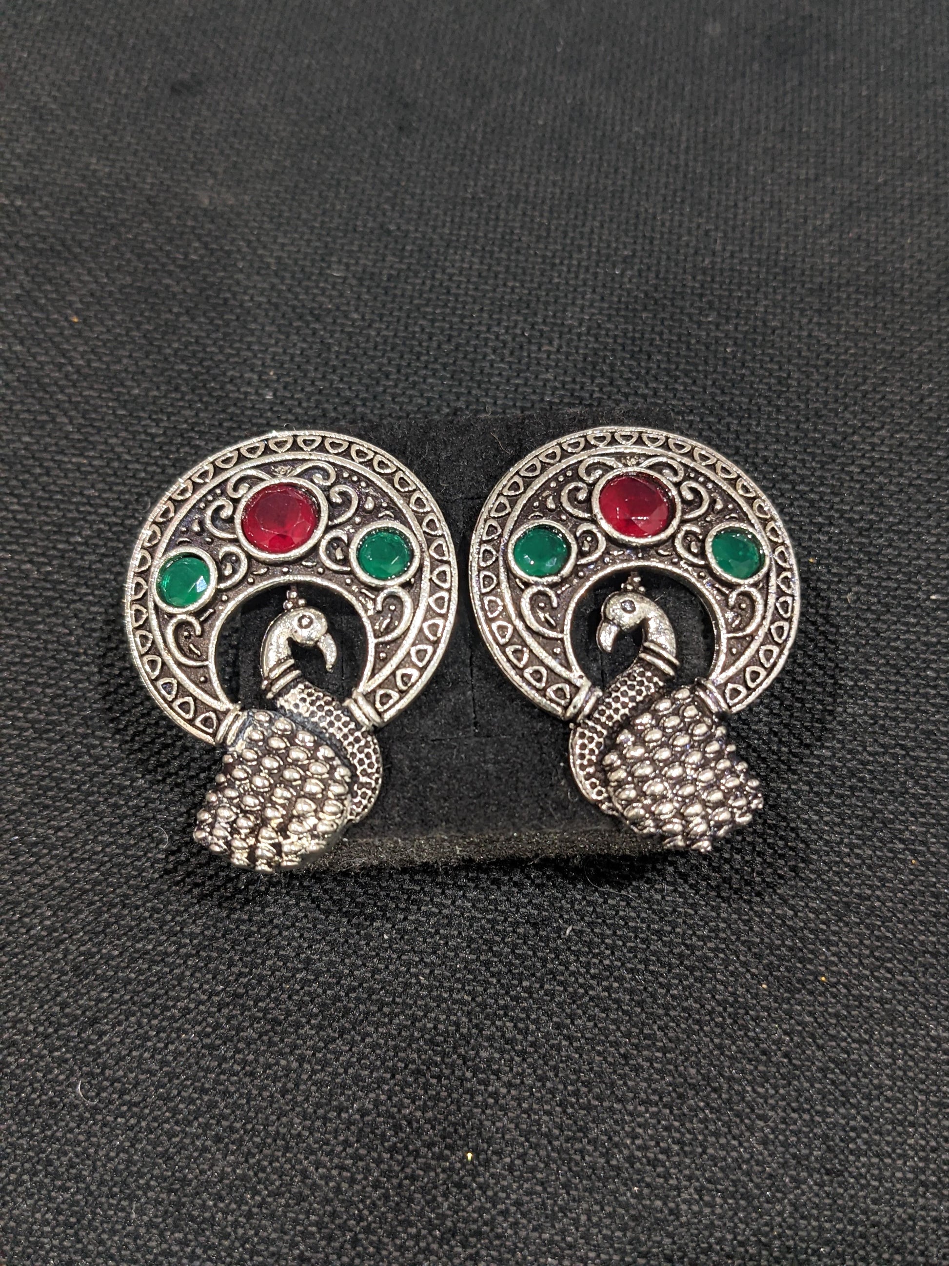 Oxidized Peacock large stud earrings - Simpliful