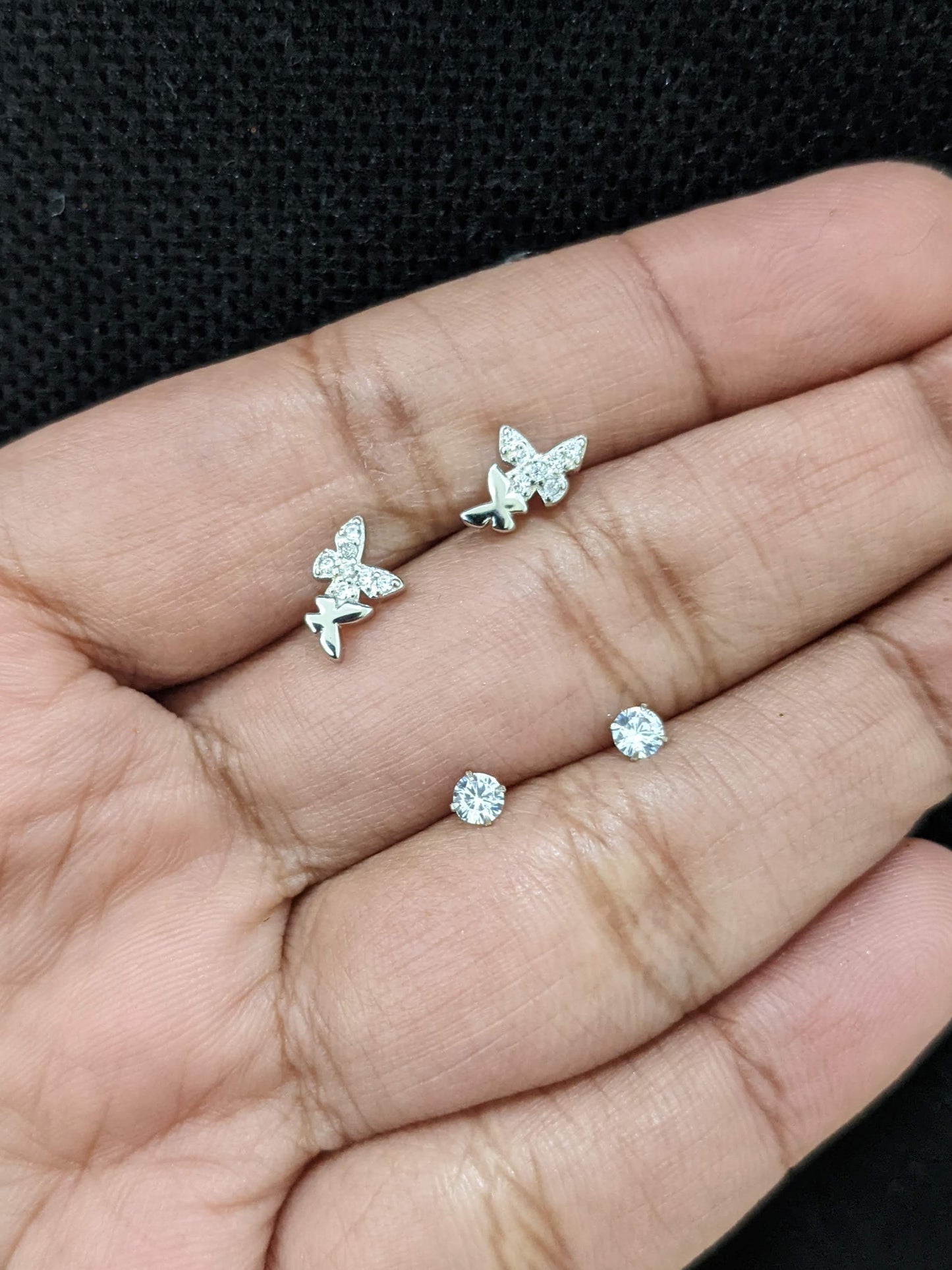 Sterling silver Tiny stud Earrings - Set of 2 pairs