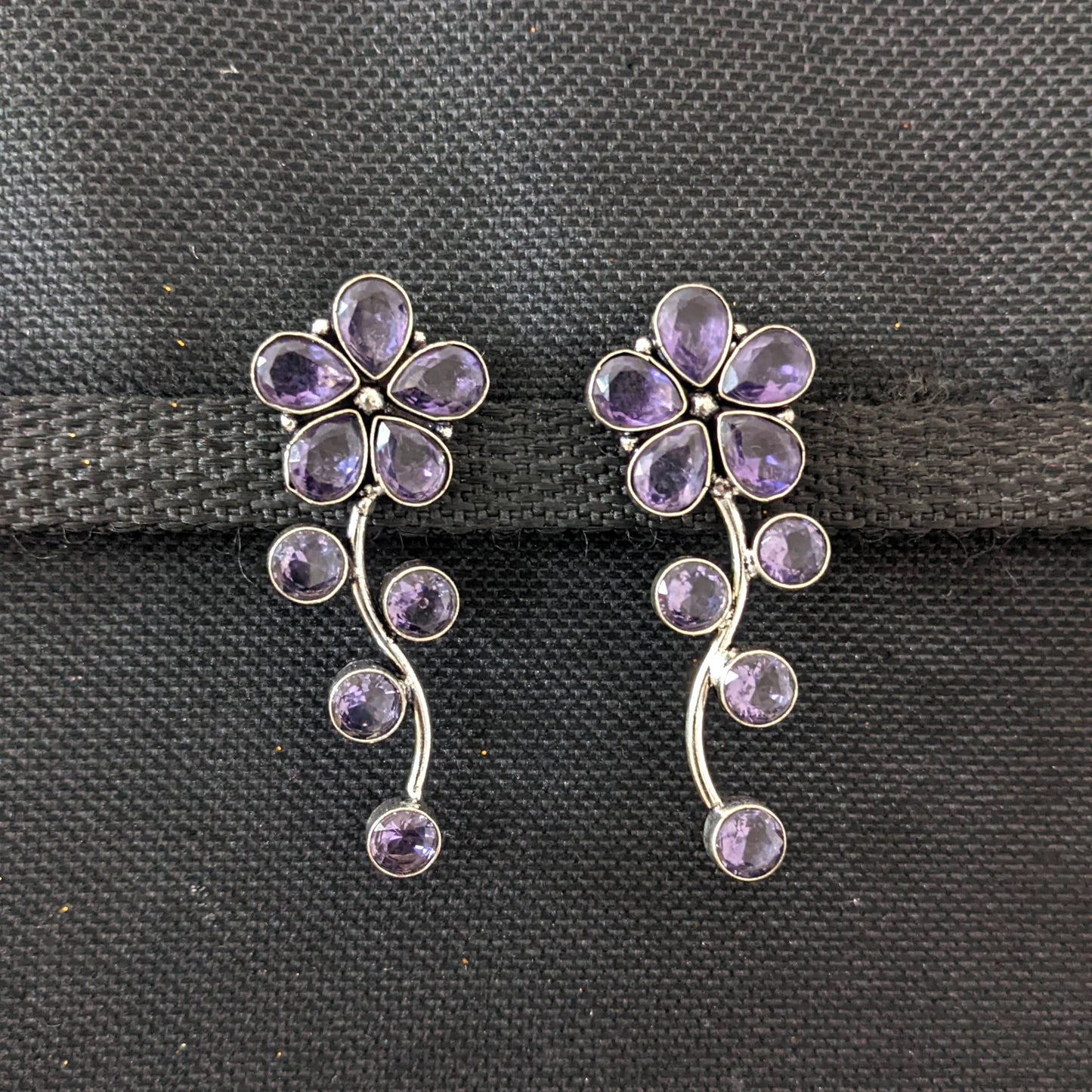 CZ stone embedded silver plated earrings