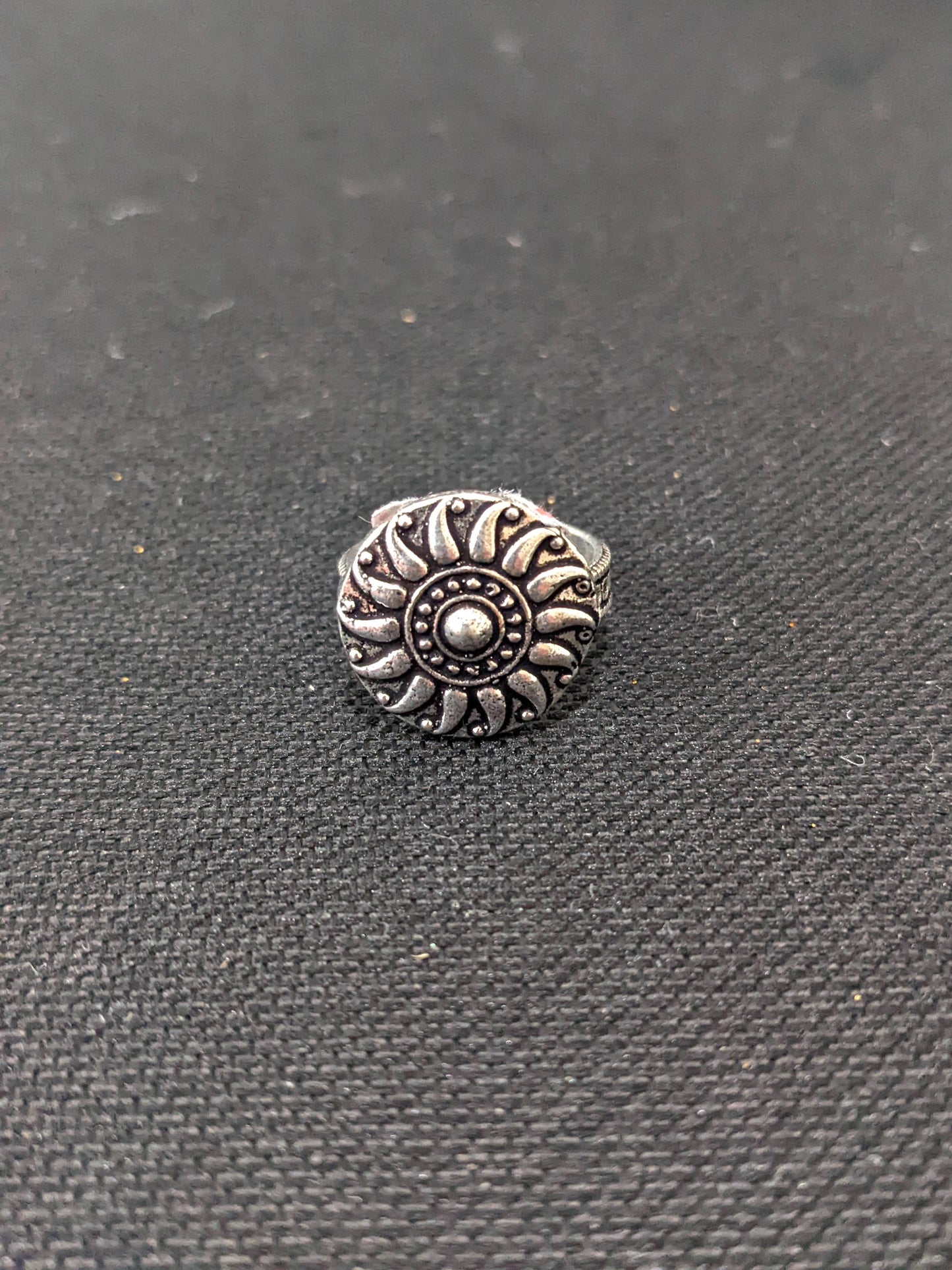 Oxidized Silver Mango Round design Adjustable Finger ring