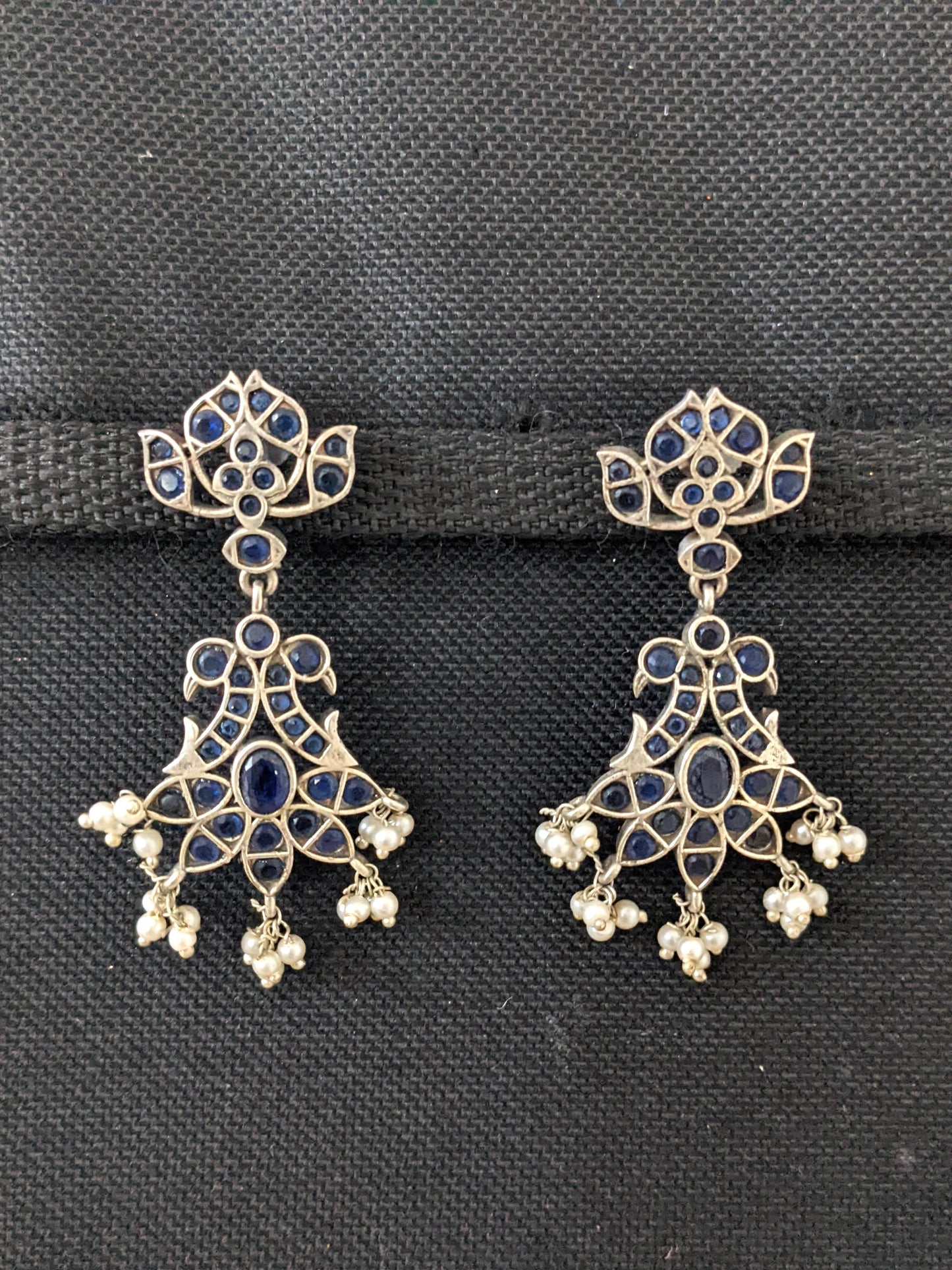 German Silver Dual Peacock CZ Earrings