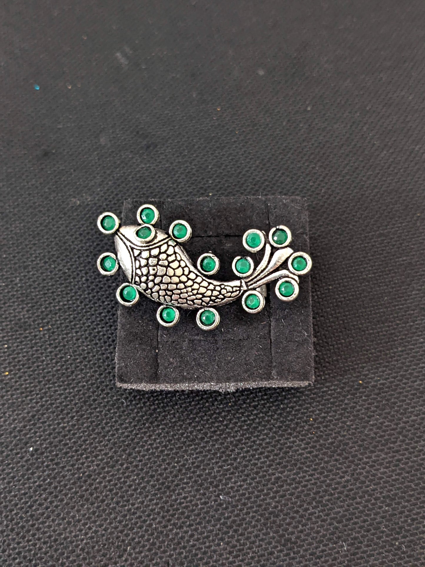 Oxidized Fish design Adjustable Finger ring - Simpliful