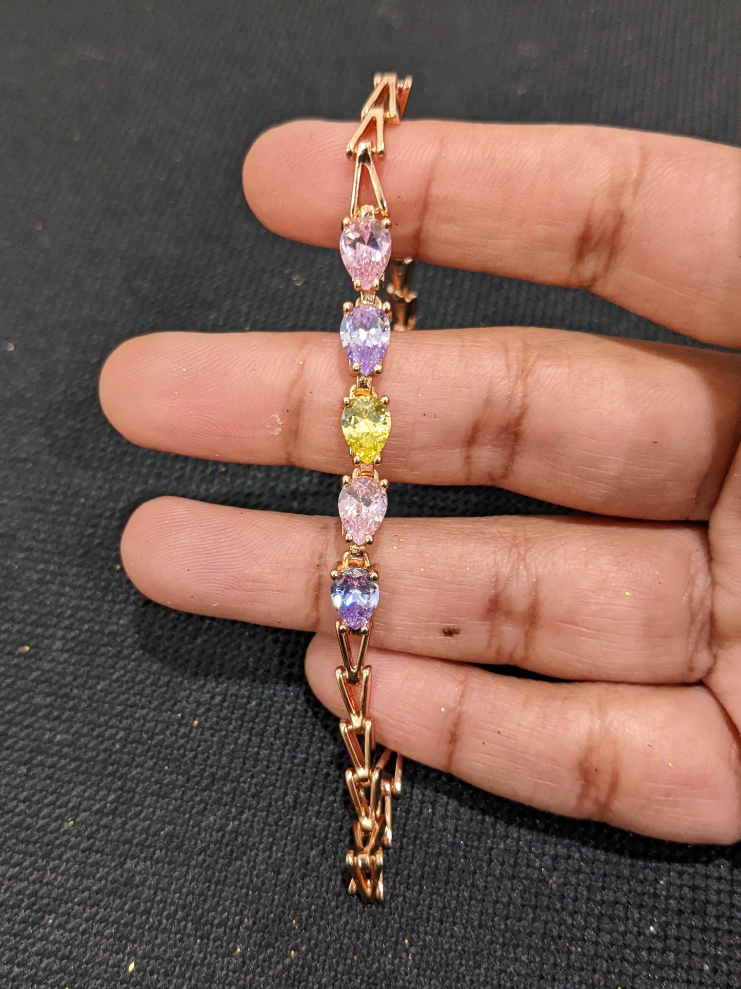 Rose gold finish multi color stone Bracelet - Simpliful