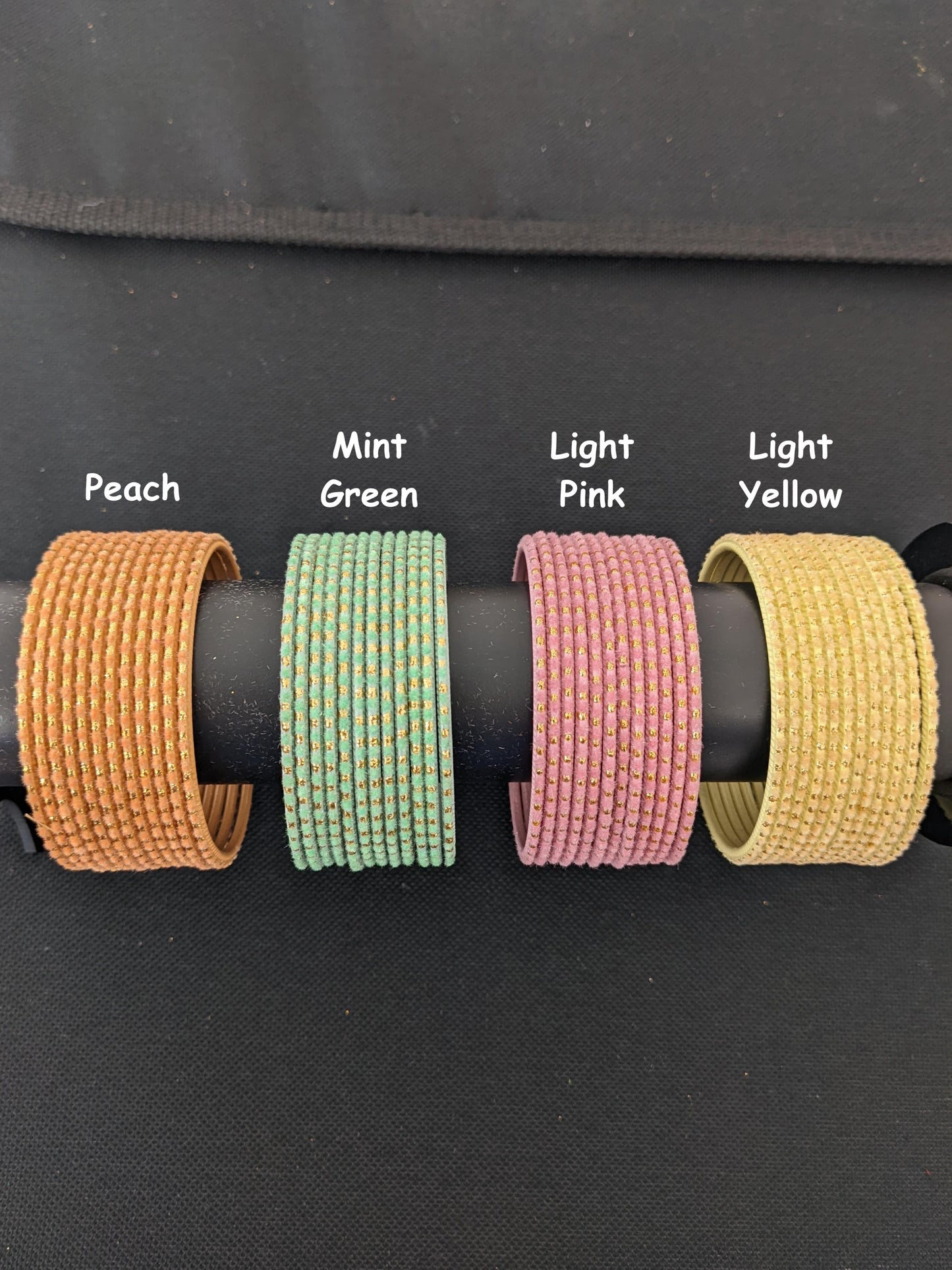 Colorful Thin Metal Bangles - 1 dozen - Velvet bangles