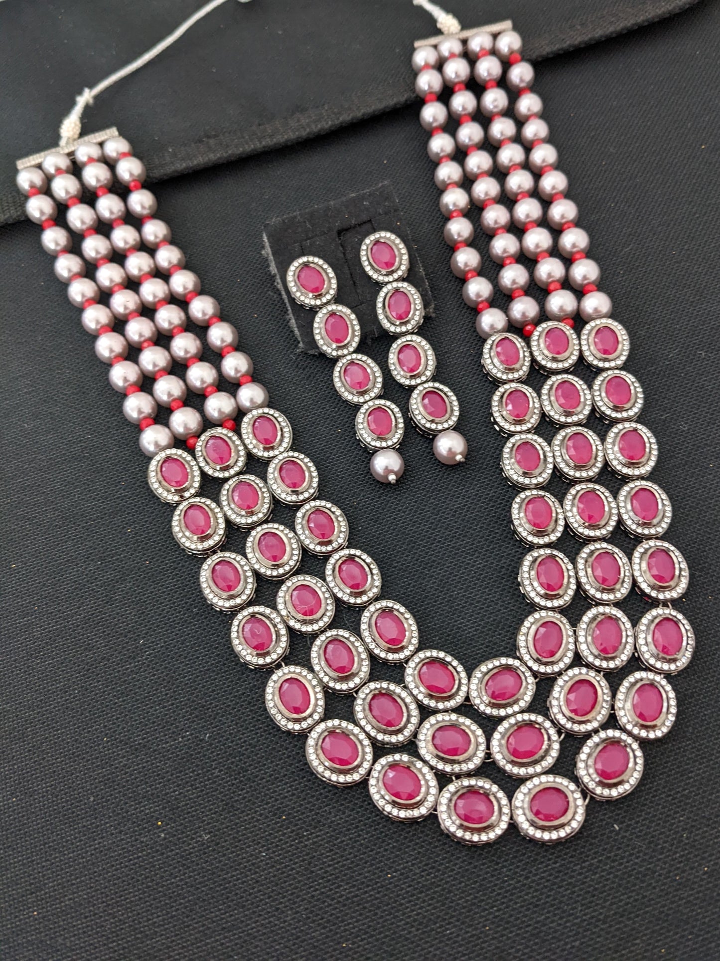 Bollywood celebrity design Long Chain Necklace and Earrings set