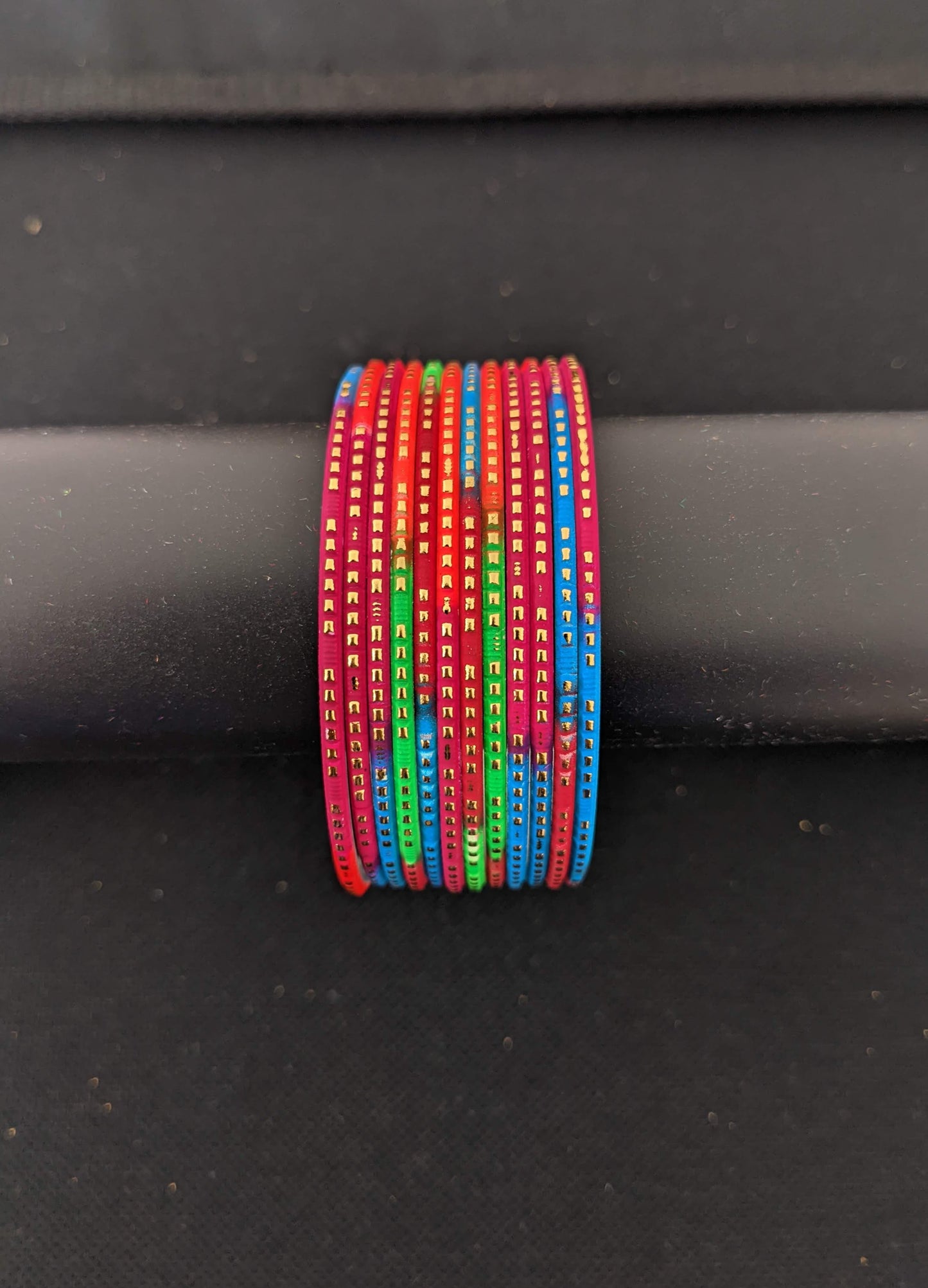 Multicolor Thin Metal Bangles - 1 dozen