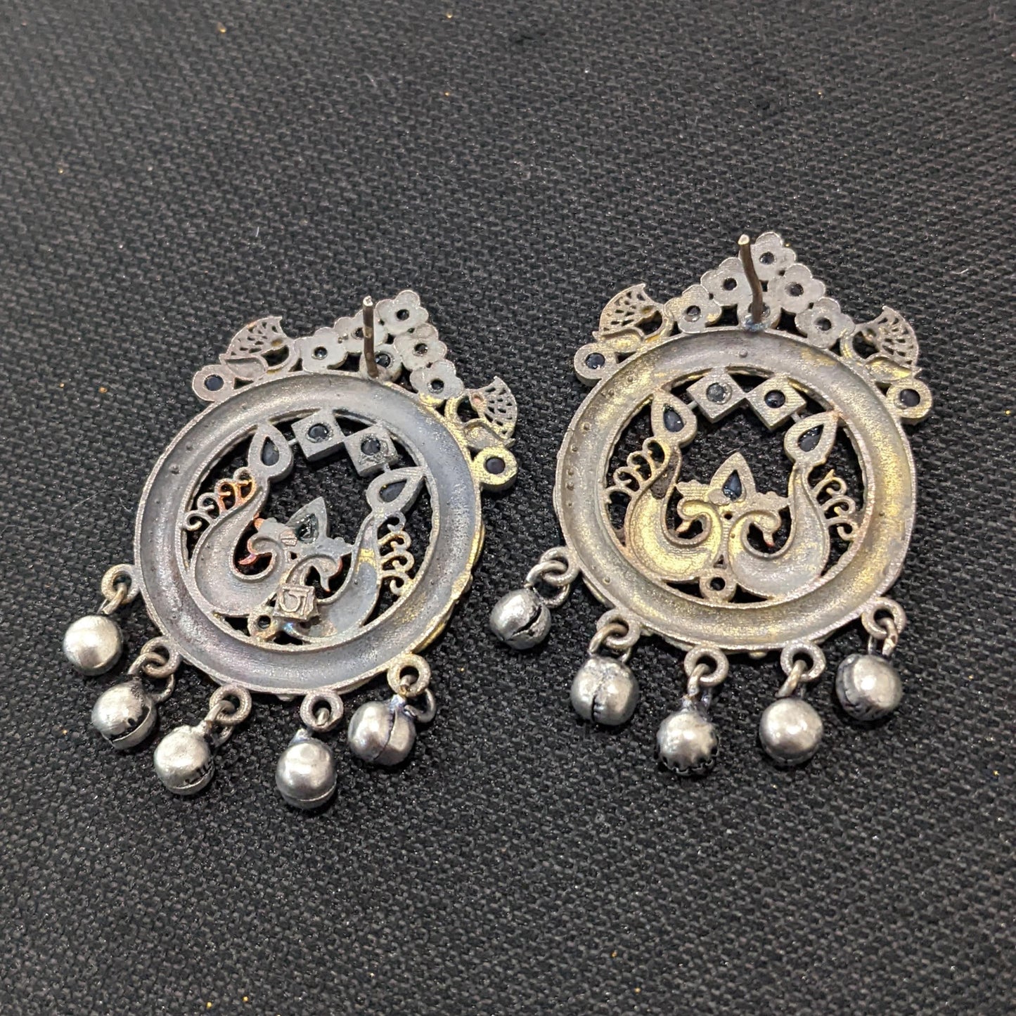 Double Peacock design Dual Tone German Silver Earrings