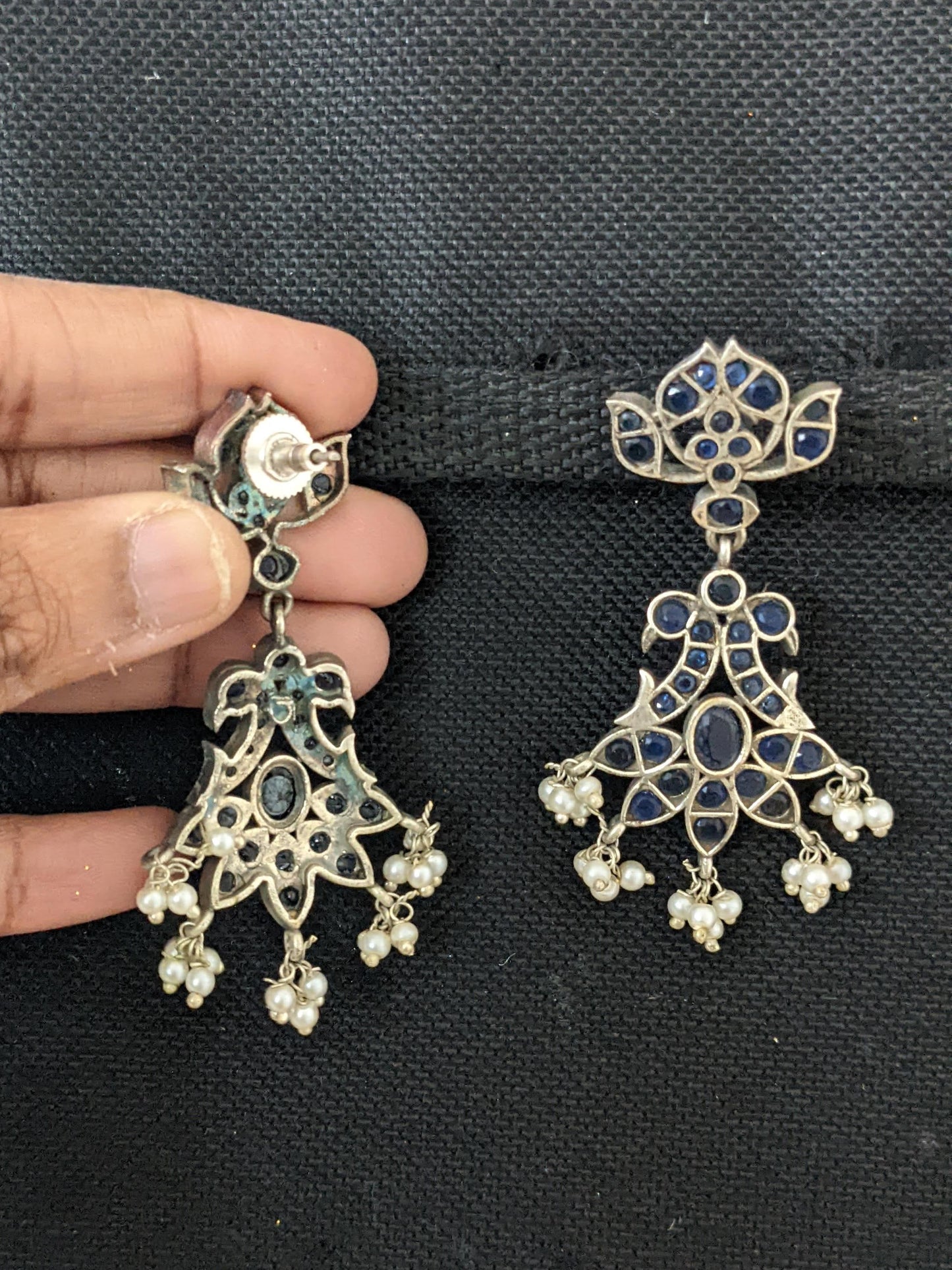 German Silver Dual Peacock CZ Earrings
