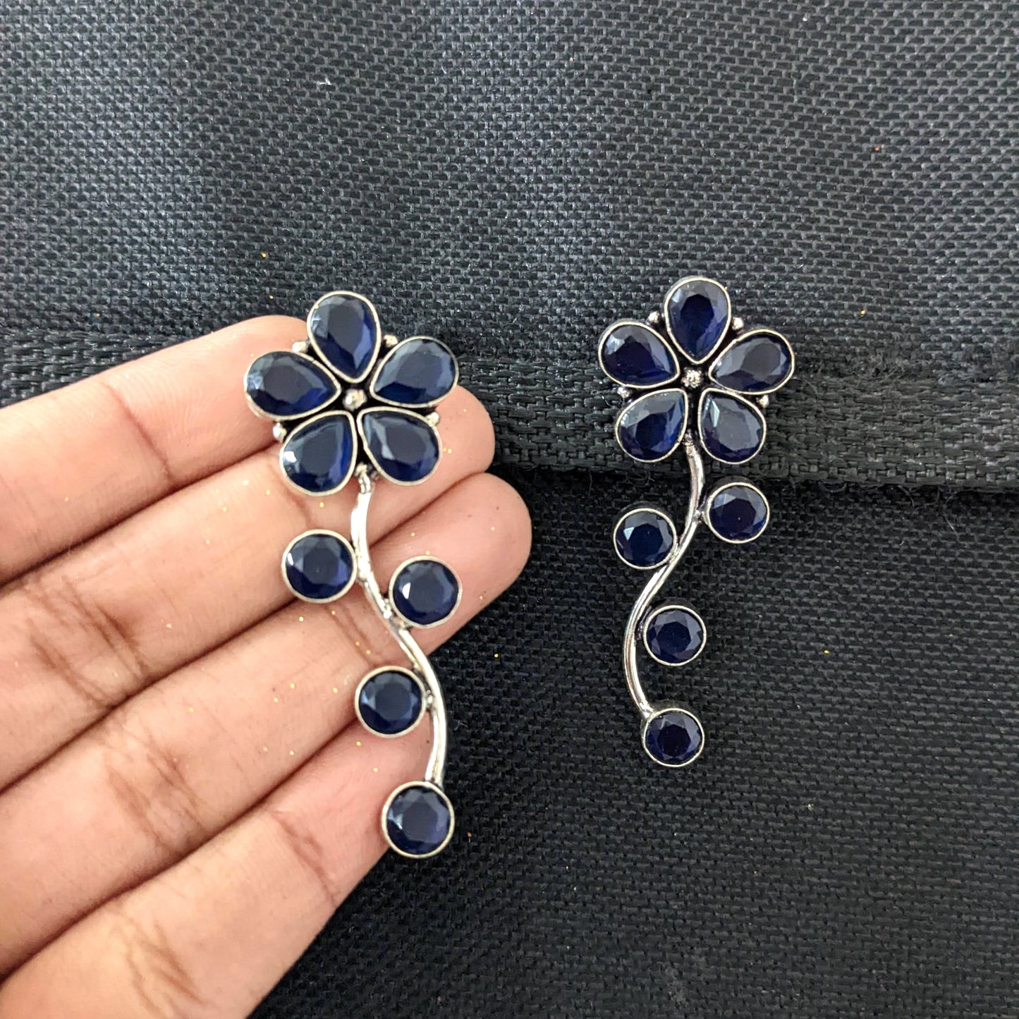 CZ stone embedded silver plated earrings