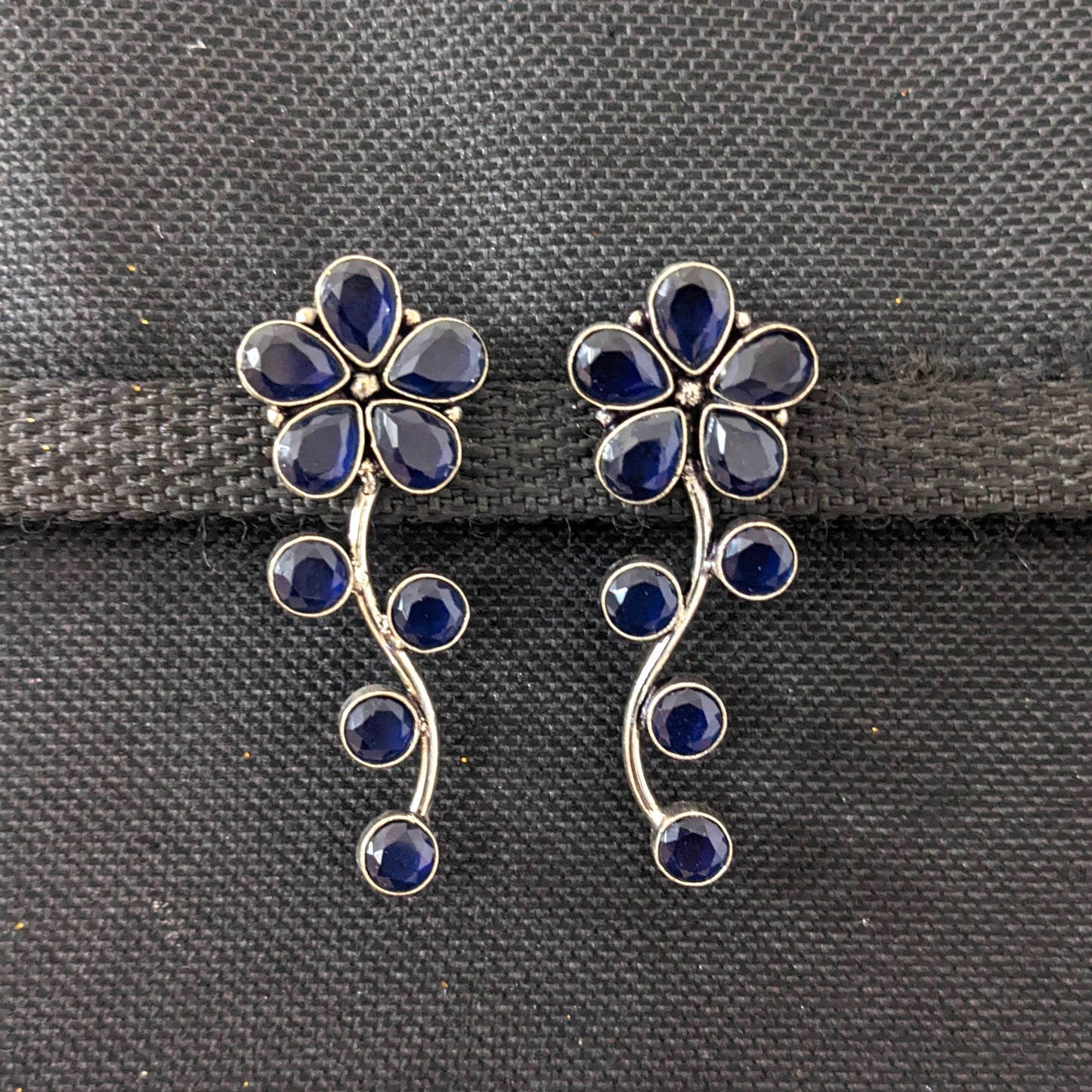 CZ stone embedded silver plated earrings