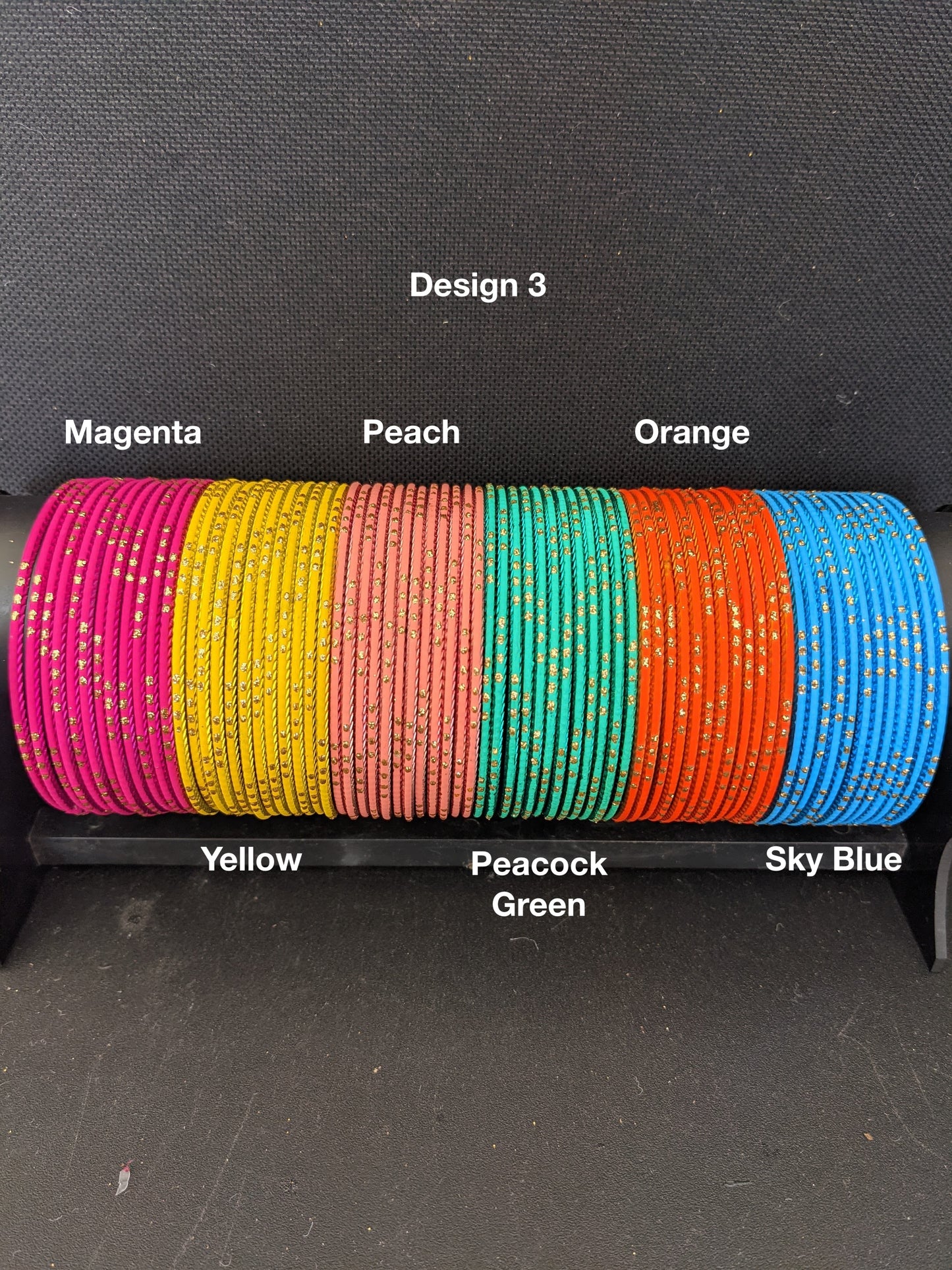 Design 3 / Big size bangles / Colorful Thin Metal Bangles - 1 dozen - 2x10 2x12
