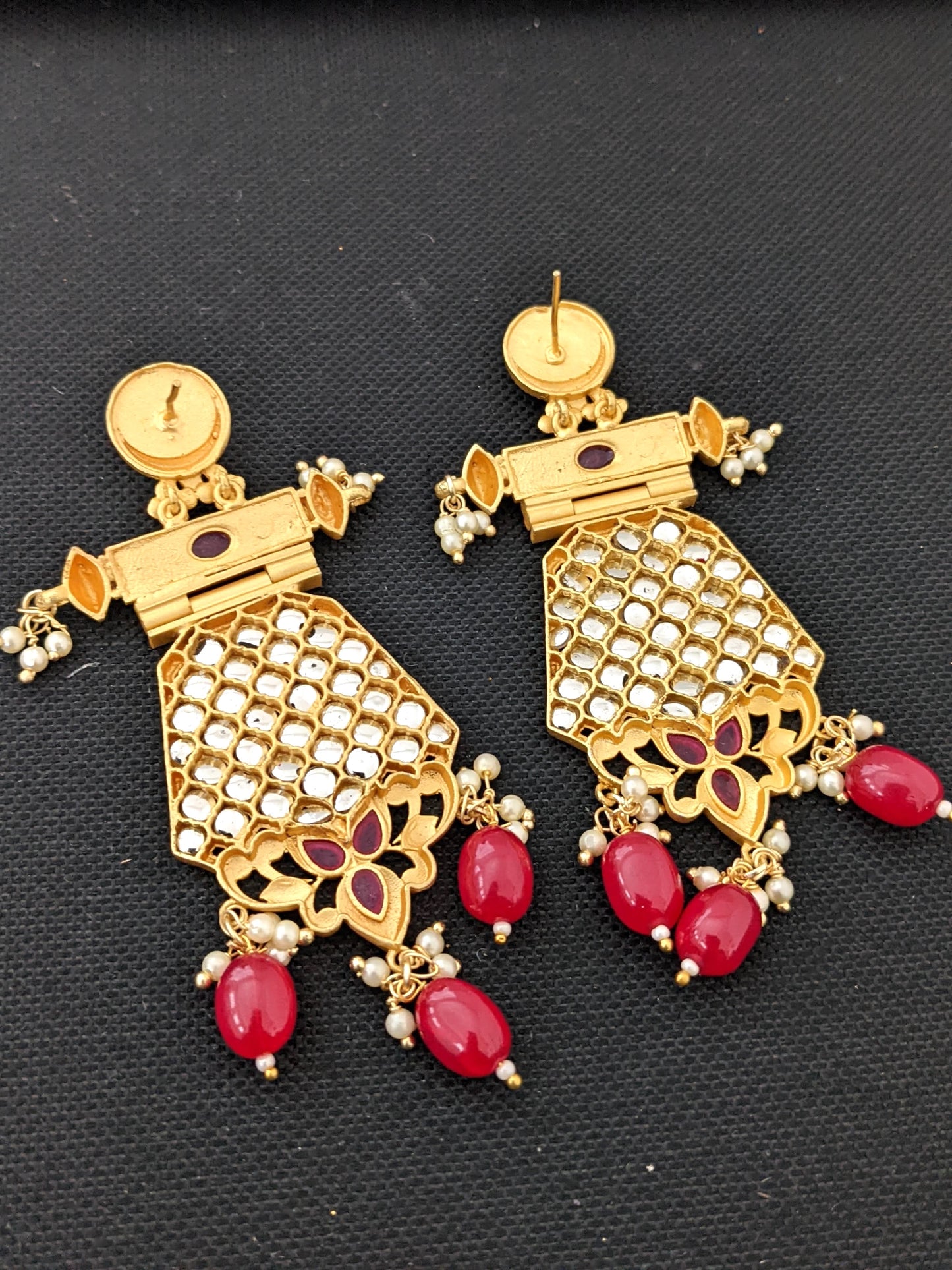 Unique Yellow gold Kundan Earrings