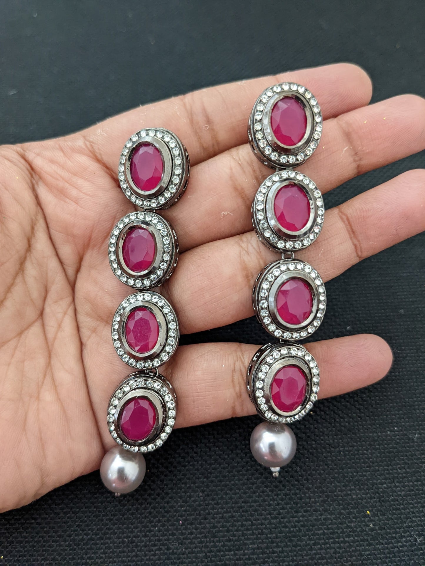 Bollywood celebrity design Long Chain Necklace and Earrings set