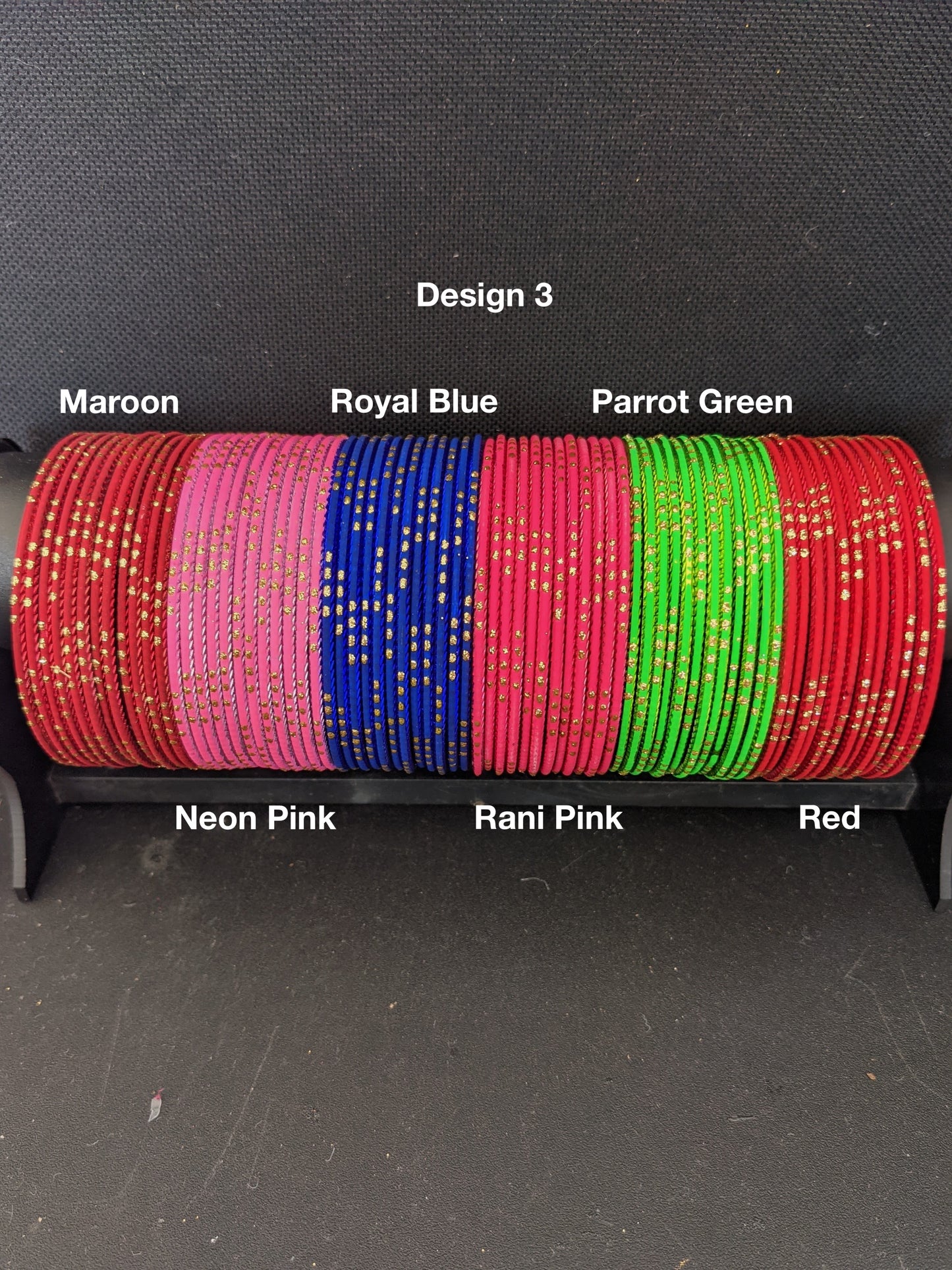 Design 3 / Big size bangles / Colorful Thin Metal Bangles - 1 dozen - 2x10 2x12