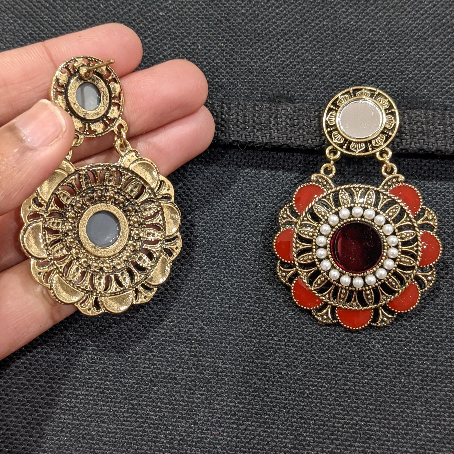 Mirror pasted Enamel Earrings