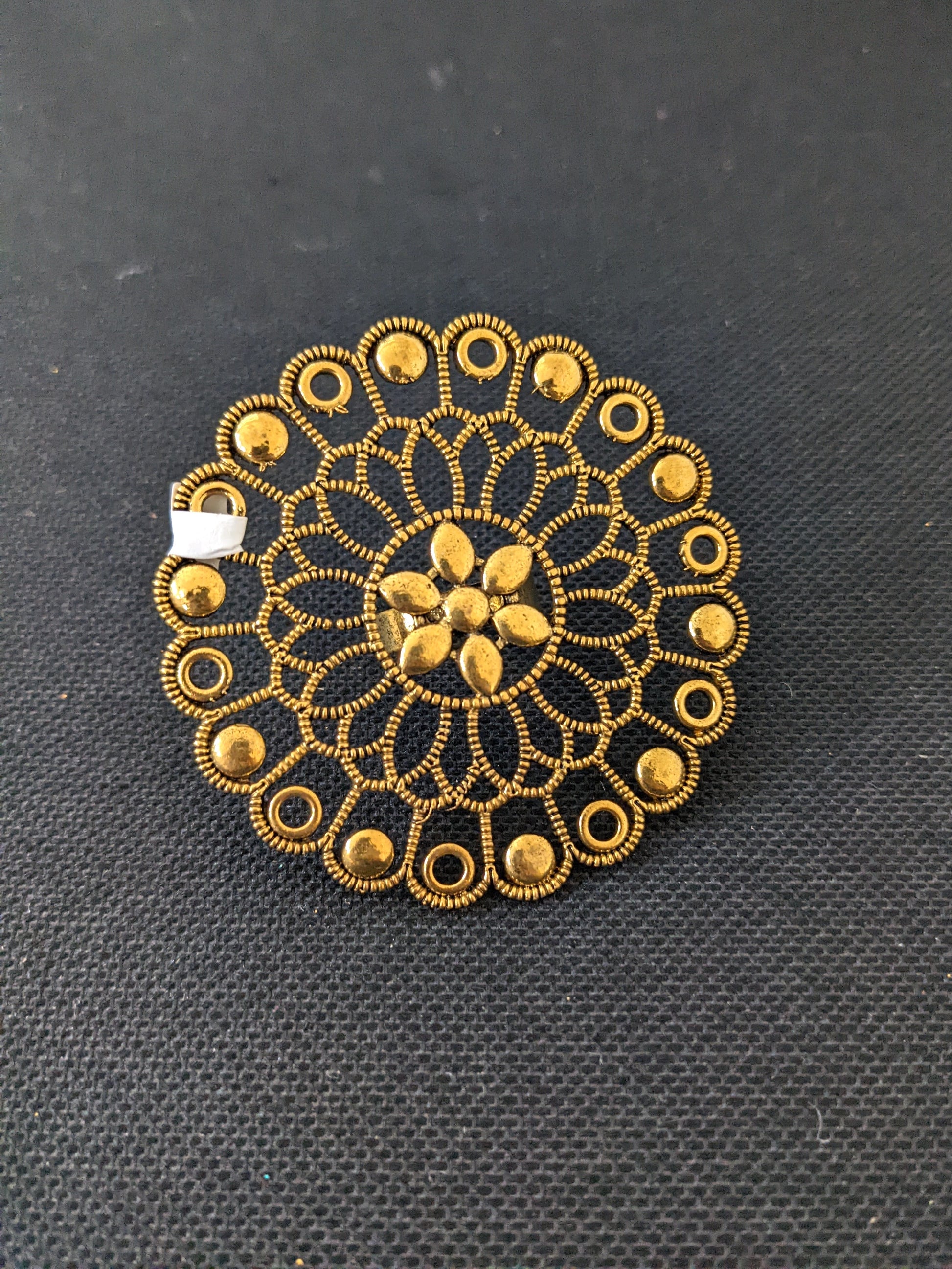 XXL Size Antique gold flower Round Adjustable Finger ring - Simpliful